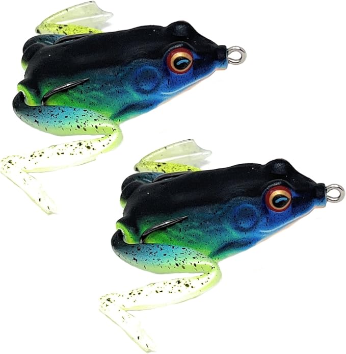 Reaction Tackle Hollow Body Frogs with Swimming Legs for Bass Fishing - Ultra Realistic Weedless Top Water Frog Lure for B...