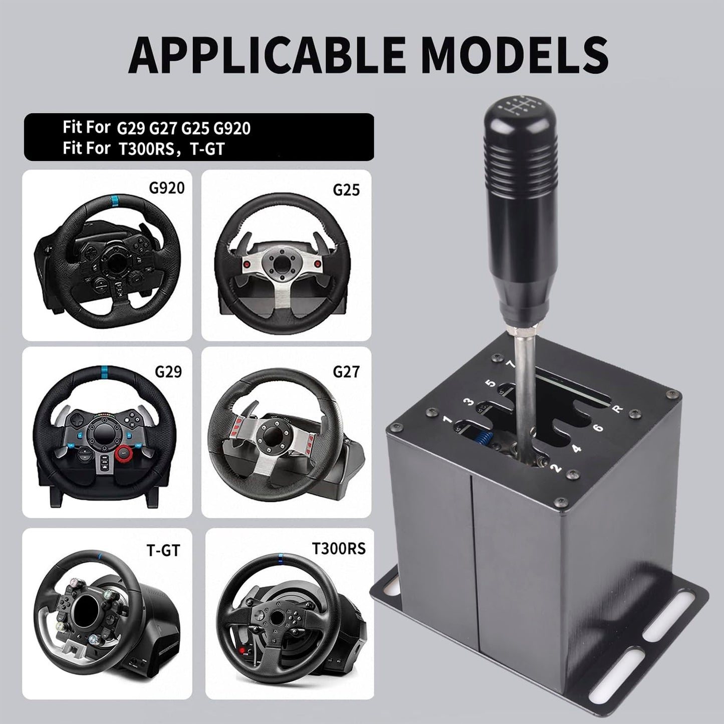 CNRAQR PC USB Handbrake and Racing Game Simulator Shifter 7+R H Gear for Logitech G29 G27 G25 G920 with Thrustmaster T300RS/GT