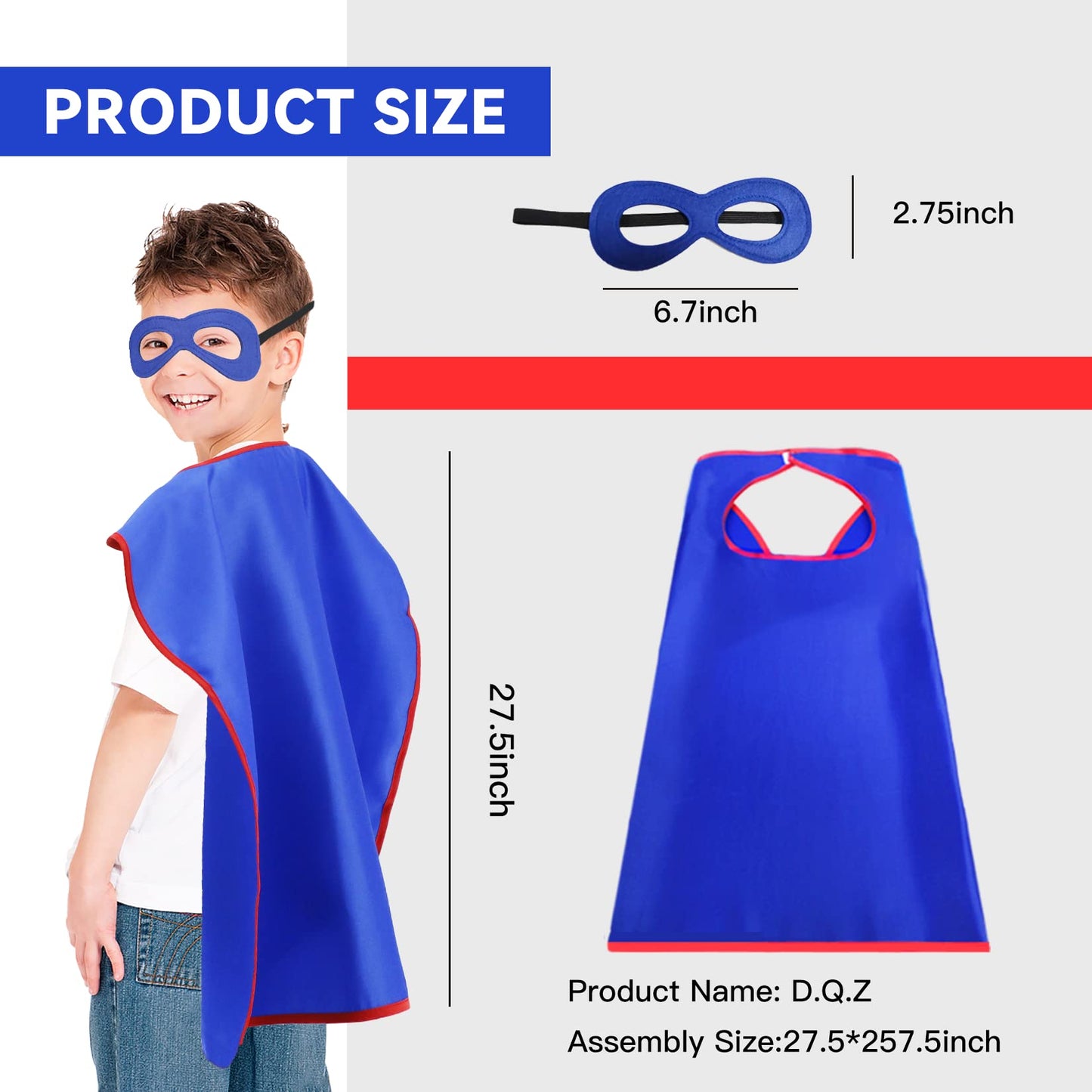 D.Q.Z Superhero Capes and Masks for Kids 16 Set, Boys Super Hero Party Favor Costume, 3 years old Girls Gifts Birthday Toys (Blue)