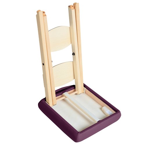 Master Massage Portable Folding Massage Stool - Lightweight Wooden Purple Tattoo Stool - 13" x 13" x 19" Modern, Minimalist Square-Shaped Cushion
