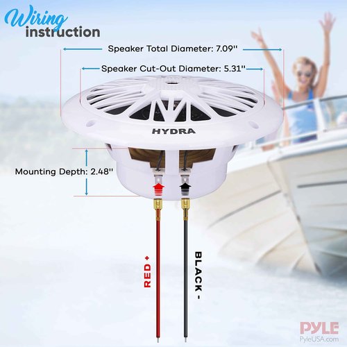 Pyle 8 Inch Dual Marine Speakers 10 Inch - 1 Pair (White) & 6.5 Inch Dual Marine Speakers (White)