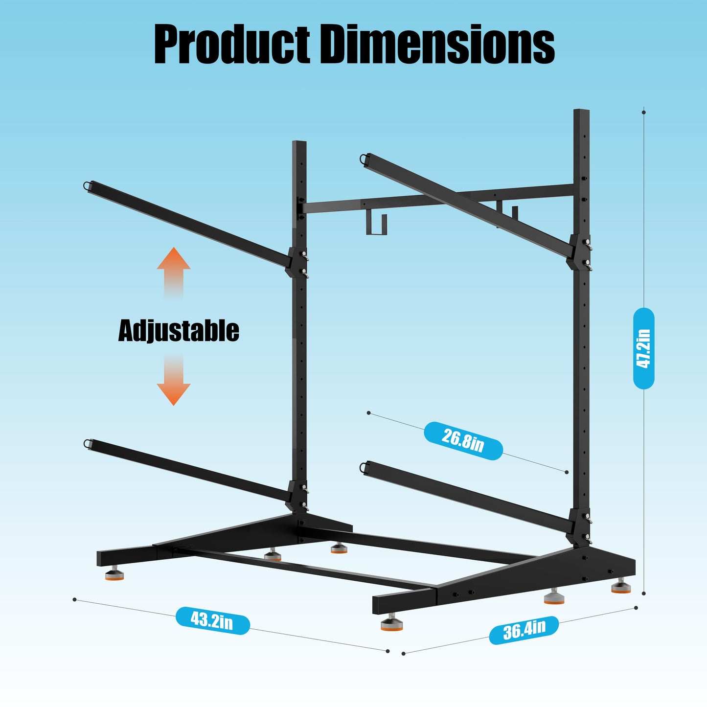 AlloyLake Kayak Rack Pro - Thickened & Reinforced Kayak Storage Rack - Freestanding Kayak and Canoe Rack - Adjustable Kayak Hanger - Kayak Stand for Indoor & Outdoor(Black, 2-Tier for 2 Kayaks)