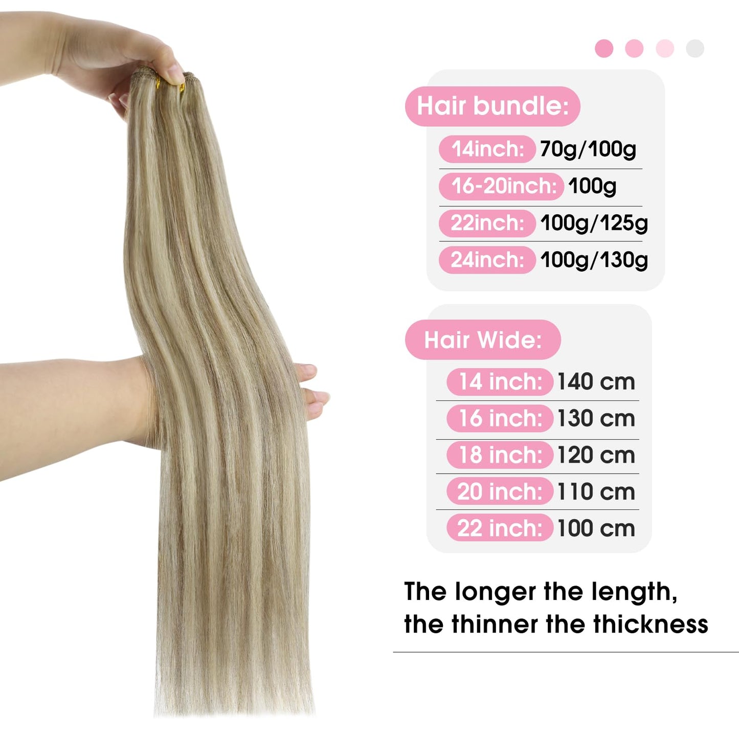 YoungSee Weft Human Hair Extensions Blonde Highlight Sew in Hair Extensions Human Hair Light Brown with Blonde Highlight Sew in