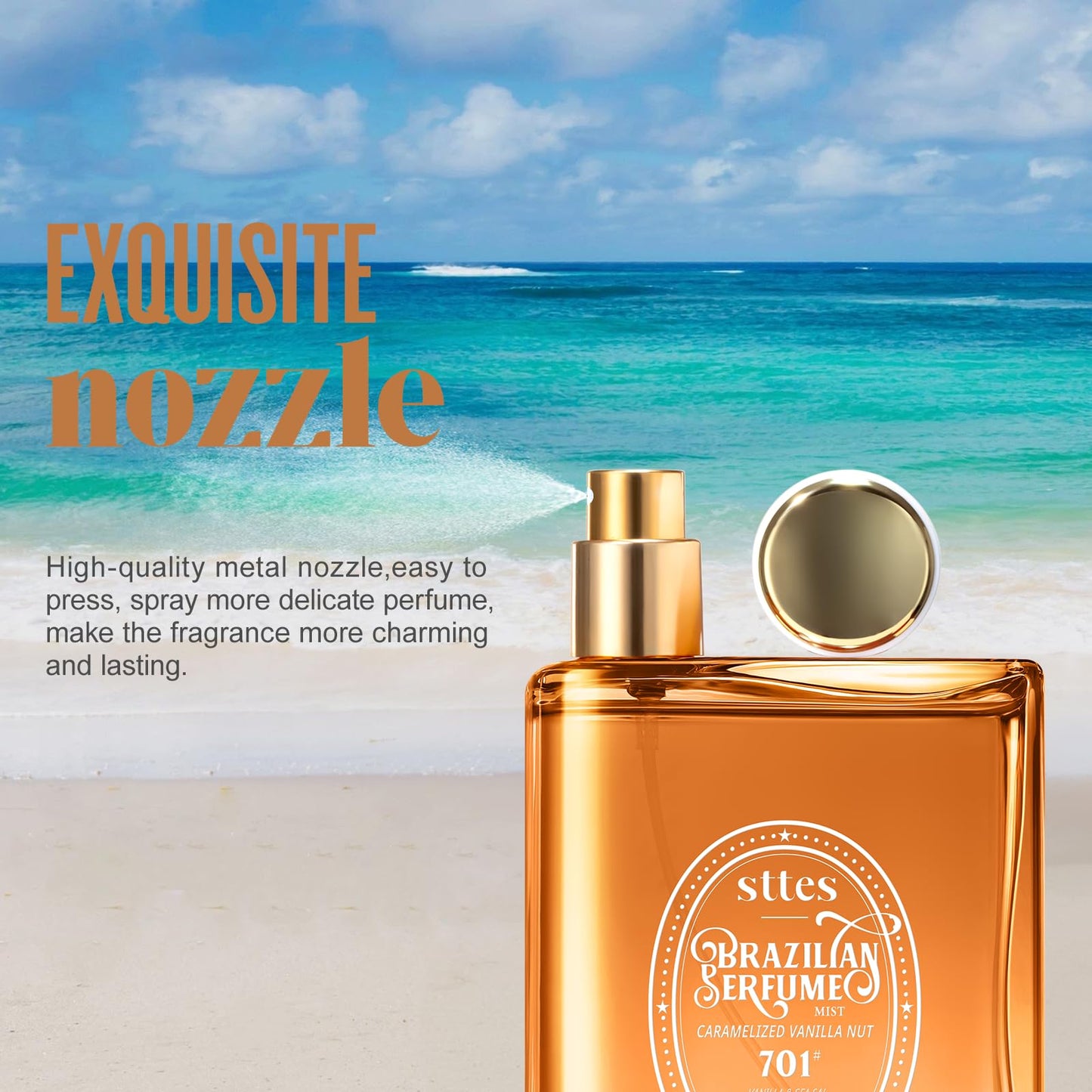 Sttes Perfume 701# (Caramel Vanilla Macadamia Nut) - Eau de Perfume 100ml (3.4fl oz) Amber Gourmet Tune (Caramel Vanilla + Roasted Macadamia Nuts)