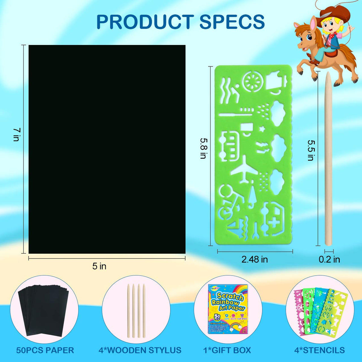 RMJOY Rainbow Scratch Paper Art for Kids: 60PCS Magic Arts Crafts Gifts Toys for Girls Boys Ages 4 5 6 7 8 9 Games Activities for Birthday Family Fathers Day Christmas Stocking Stuffers Easter(Boys)