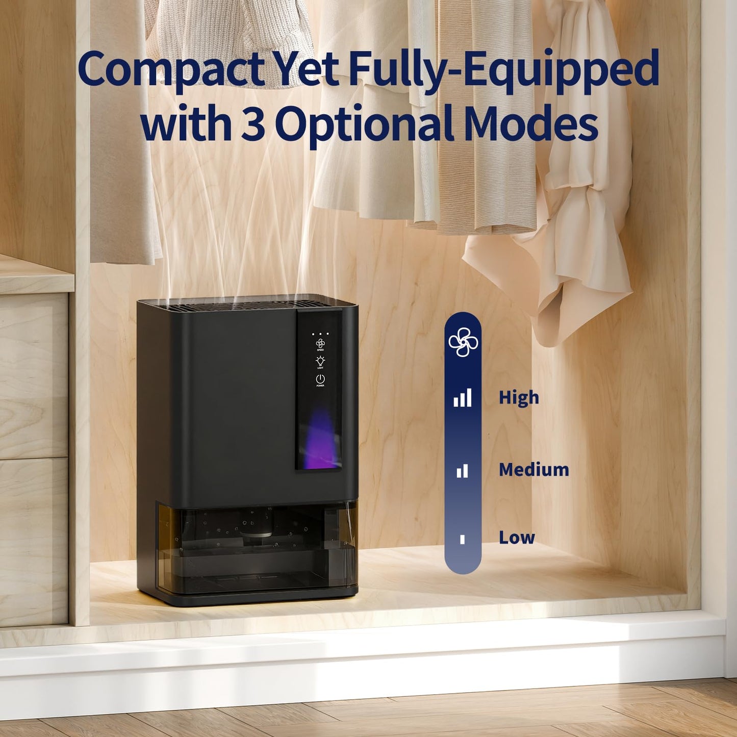 Dehumidifiers for Home, Dehumidifier for Bedroom Bathroom Basement with Auto Shut Off, Dual-Semiconductor Quiet Dehumidifier, Black