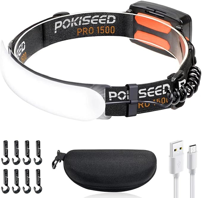 LED Headlamp Rechargeable, Super Bright 1500 Lumens 230° Wide Beam Headlamp, 3 Modes IPX6 Waterproof Lightweight Head Ligh...