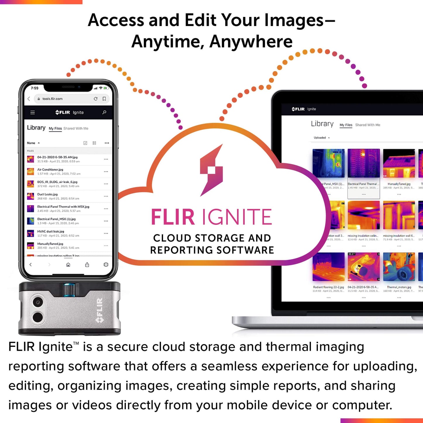 Flir One - Thermal Imaging Camera for iOS Smartphones (iPhone 15 and Newer w/USB-C), 240x180 Super Resolution (80x60 Native IR)