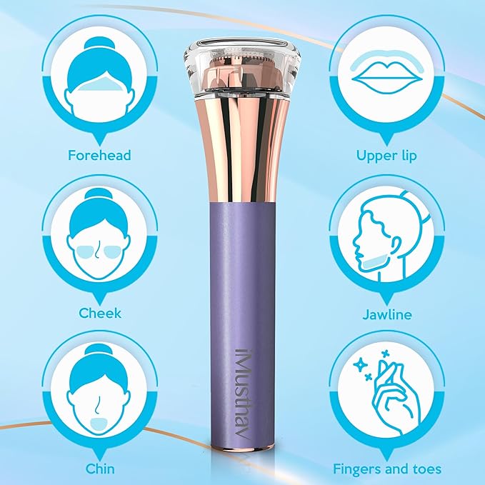 Facial Hair Remover for Women | 18K Gold 20mm Dual Ring Head | 360° LED Light USB Rechargeable