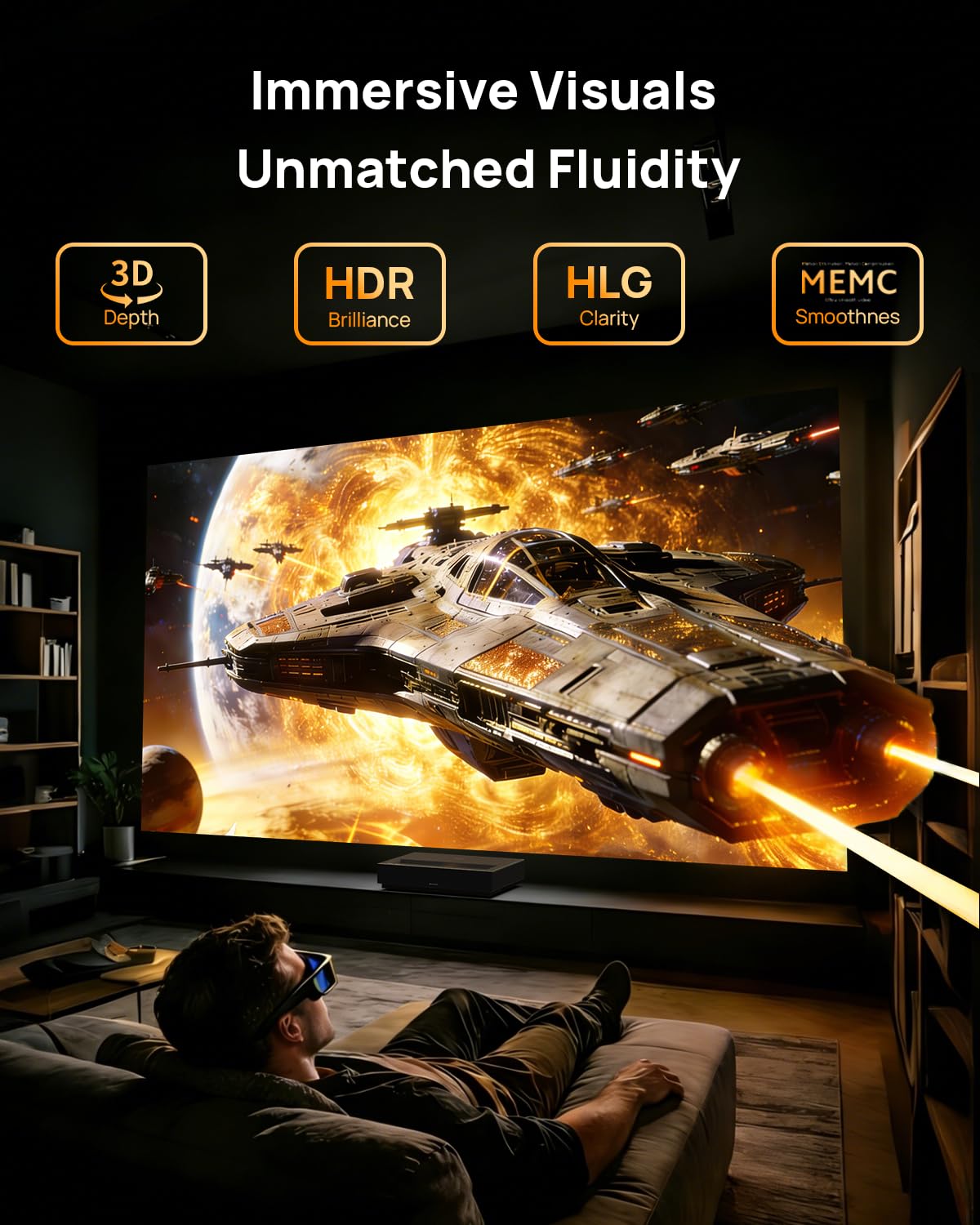 WEMAX Nova Pro 4K Ultra Short Throw Projector, 150" ALPD Laser TV with Smart Google TV, 2100 ISO Lumens, Dolby Audio, UST Projector for Movie, WiFi Bluetooth, Built in Google Assistant (Black)