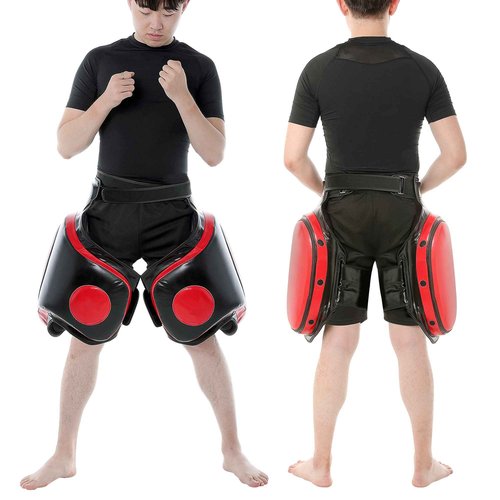 Muay Thai Thigh Pads Kickboxing Thigh Pad Leg Kick Pad for Martial Arts Coach Trainer Taekwondo Sparring Gear Thigh Body Protector (Right Thigh