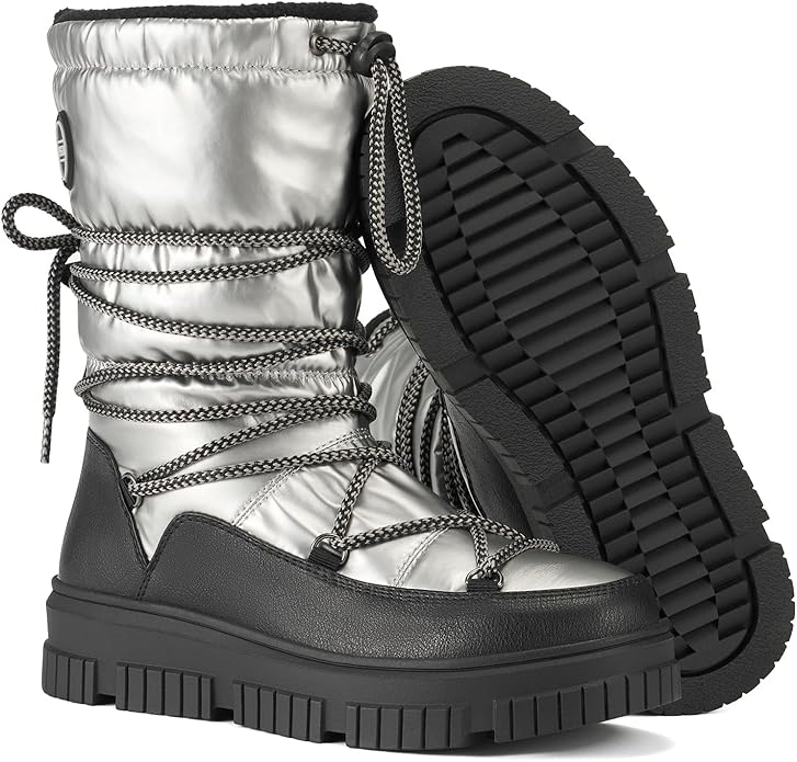 HISEA Snow Boots for Women Waterproof, Warm Fleece Lined Rain Boots for Winter Ski Cold Weather