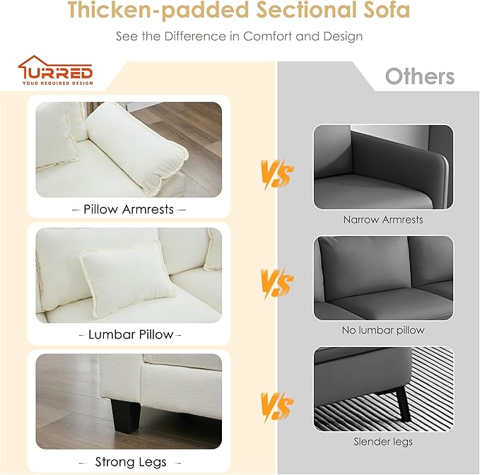 URRED Cloud Couch Modular Sectional Sofa, 157" Modern U Shaped Deep Seat Sofa with 2 Ottomans & Pillows, Ultra Comfy Chenille Couches for Living Room, Bedroom or Apartment, White | Chenille Fabric, Skin Friendly, Breathable, Ergonomic Design, Flexible ...