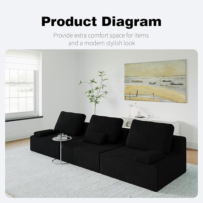 Sailret Oversized Modular Sectional Sofa, Foam-Filled Lazy Couch with Lumbar Pillow, Convertible Floor Sofa Set for Living Room Bedroom, Free Combination, Multiple Packs (1–6 Seats)