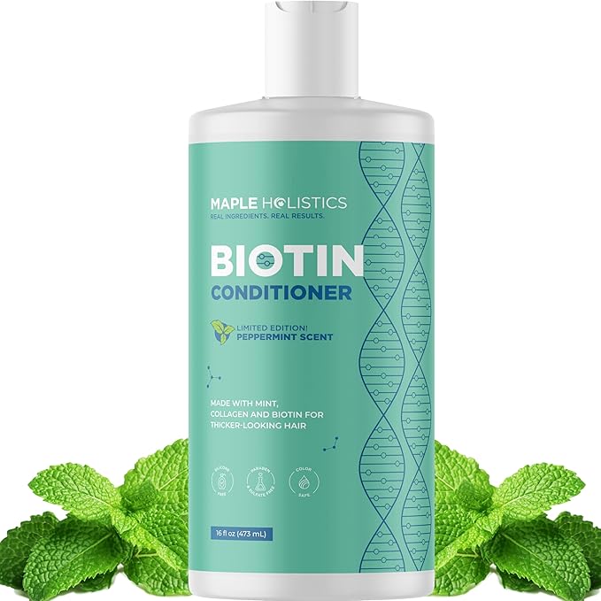 Volumizing Biotin Conditioner for Thinning Hair - Volumizing Conditioner for Fine Thin & Weak Hair - Sulfate Paraben & Silicone Free Hair Conditioner Nourishing Plant Proteins & B Vitamins (Mint)