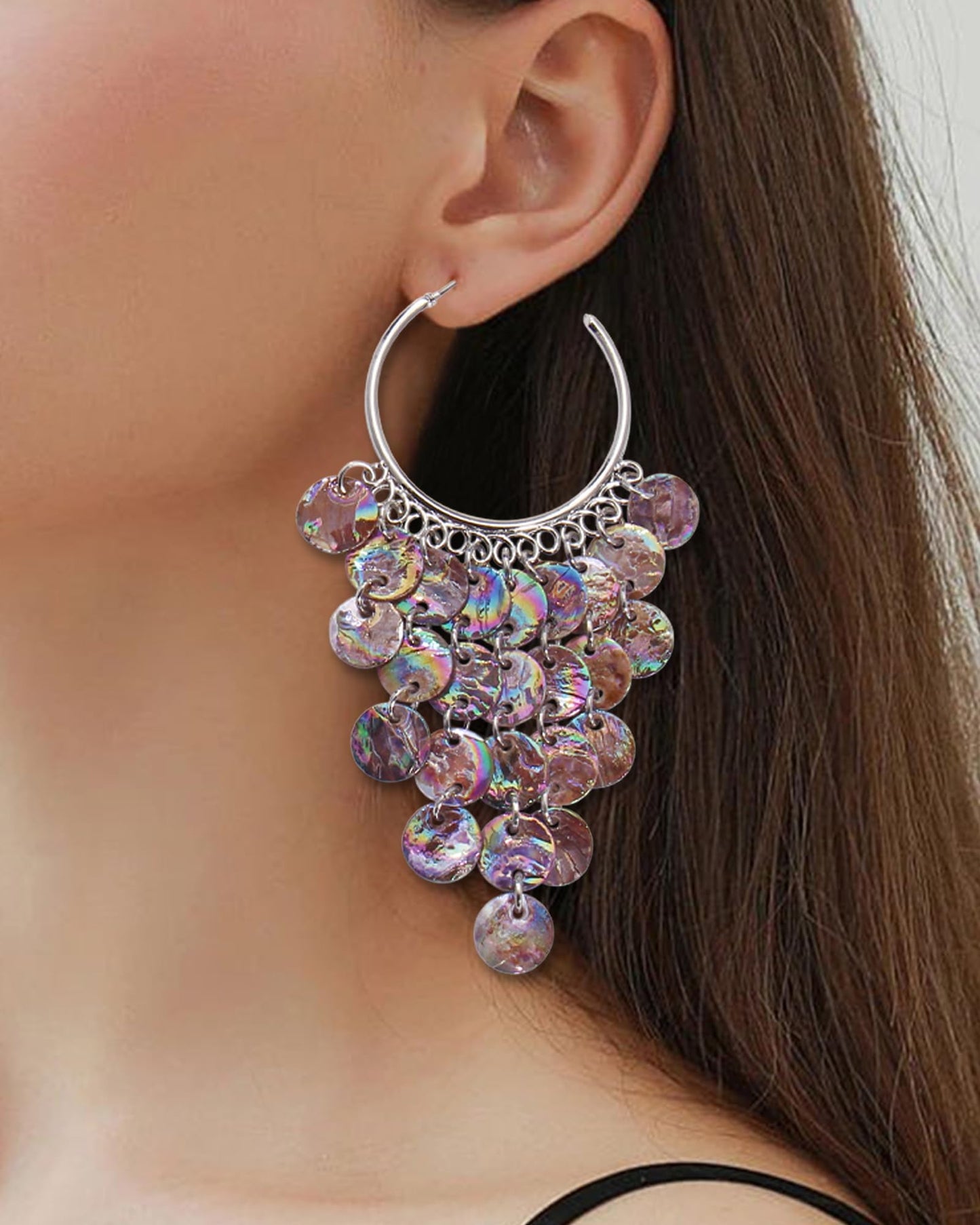 BERYOHZ Handmade Cluster Purple Dangle Earrings Seashell Earrings Jewelry for Women(BY-ER-1020-Purple)