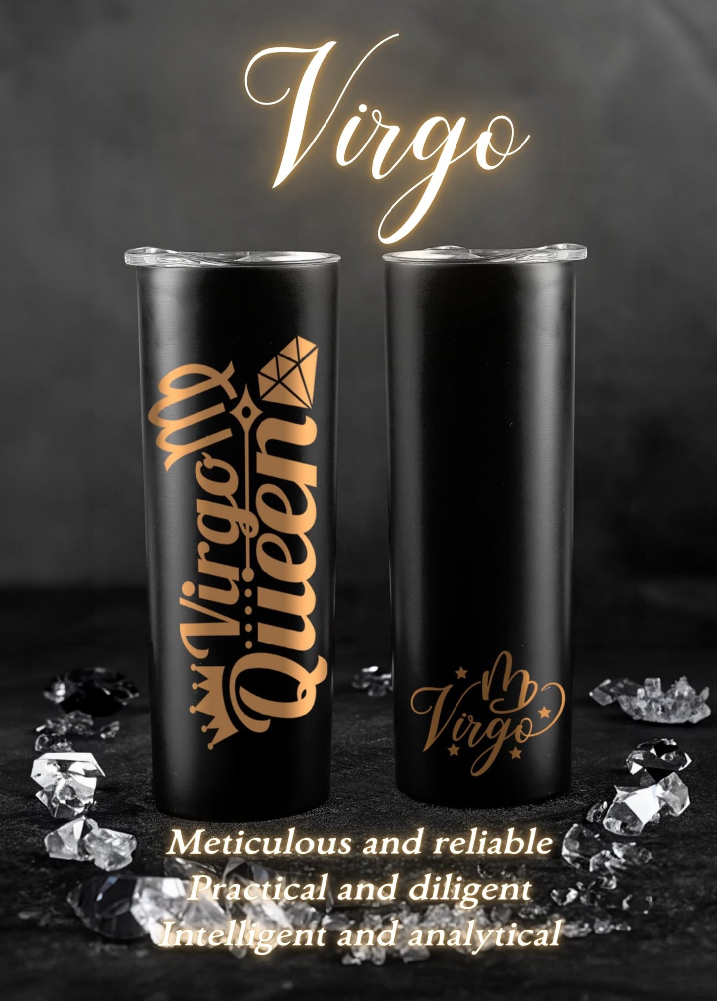 Onebttl Zodiac Gifts for Women, Best Friend Birthday Gifts for Her, 20oz Stainless Steel Tumbler, Printed Logo Black, Virgo