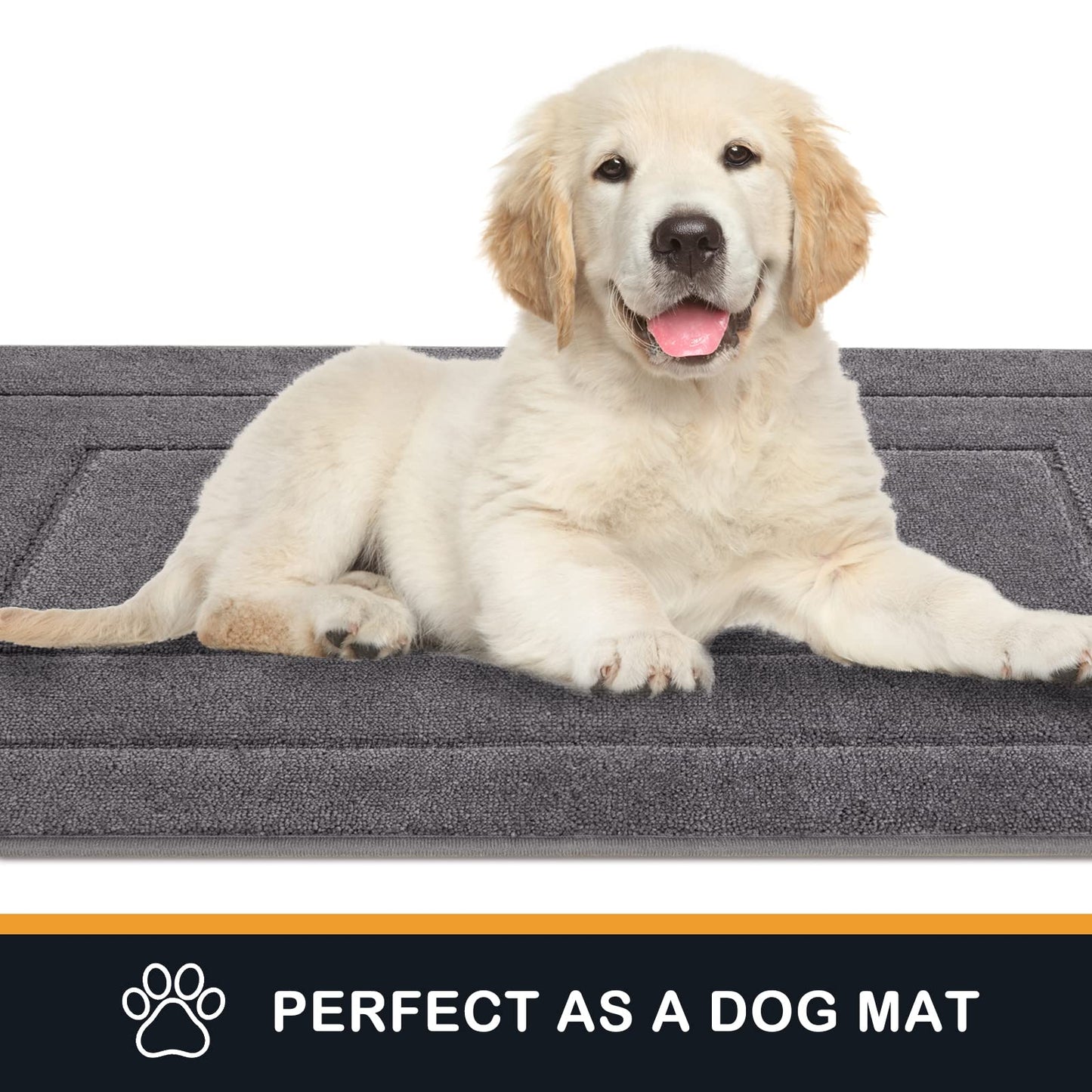 PURRUGS Dirt Trapper Door Mat 20in x 31.5in, Non-Slip/Skid Machine Washable Entryway Rug, Dog Doormat, Super Absorbent Welcome Mat for Muddy Wet Shoes and Paws, Grey