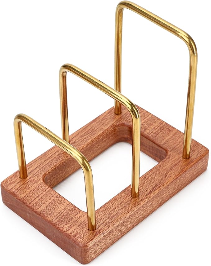 Chopping Board Rack with Wood Base – Multi Layer Kitchen Organizer Stand for Cutting Boards Pot Lids, Baking Trays Pans an...