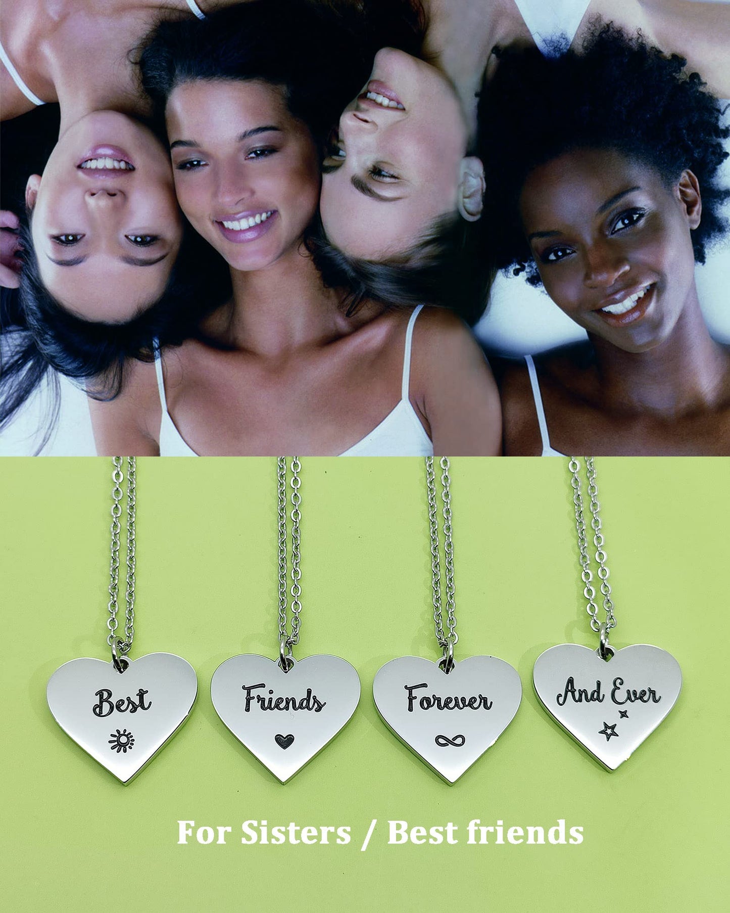 HOFOYA Sisters Necklaces for 4 Best Friends Forever and Ever Neckalce Set 4 BFF Necklace 4 Piece Charms & Pendants Clover of 4 f