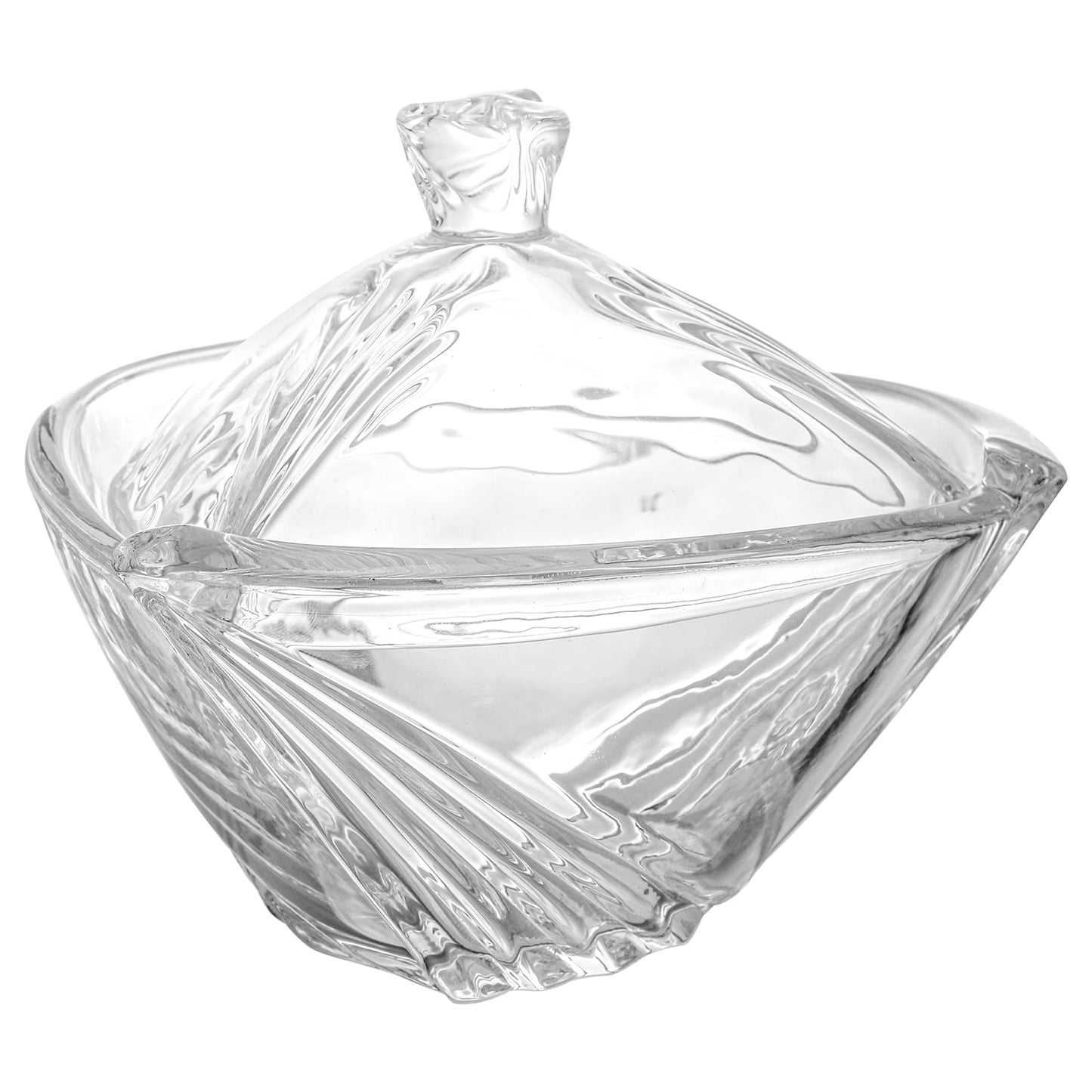 SOUJOY 2 Pack Glass Dish With Lid, Clear Covered Candy Bowl, Retro European Jar for Home Kitchen Office Table Halloween