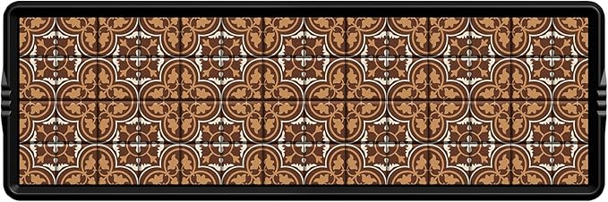 BEHERO Boot Tray Shoe Mat Decorative Patterned, Rubber Boot Matt Tray Indoor and Outdoor Use, 16" x47.5" Shoe Cleaning Mat Non-Slip, Shoe Storage Waterproof with Artistic Prints for Entryway (Brown)