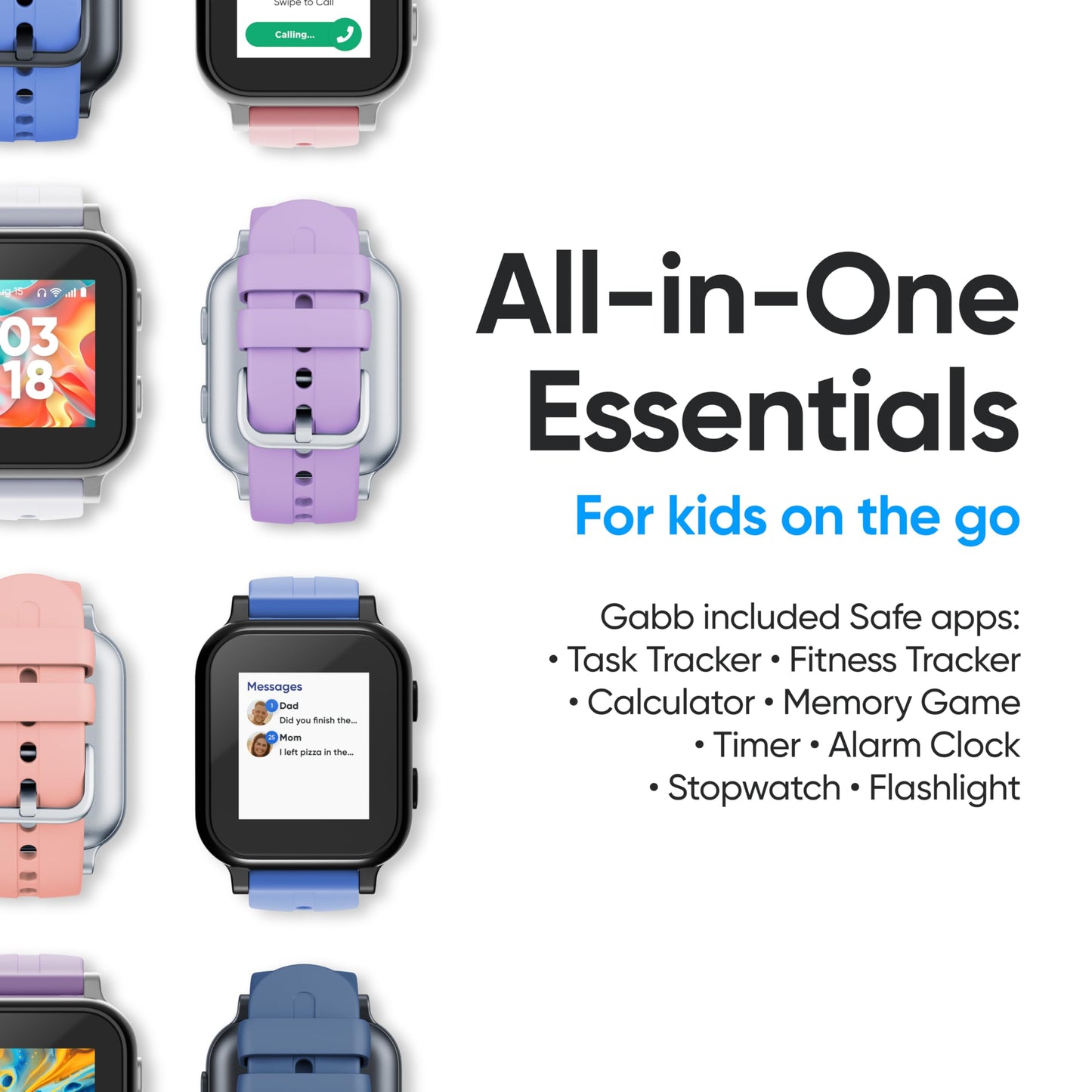 Gabb Watch 3e - Smart Watch for Kids, GPS Tracker, No Social Media or Internet, Fees Required (Dark Gray)