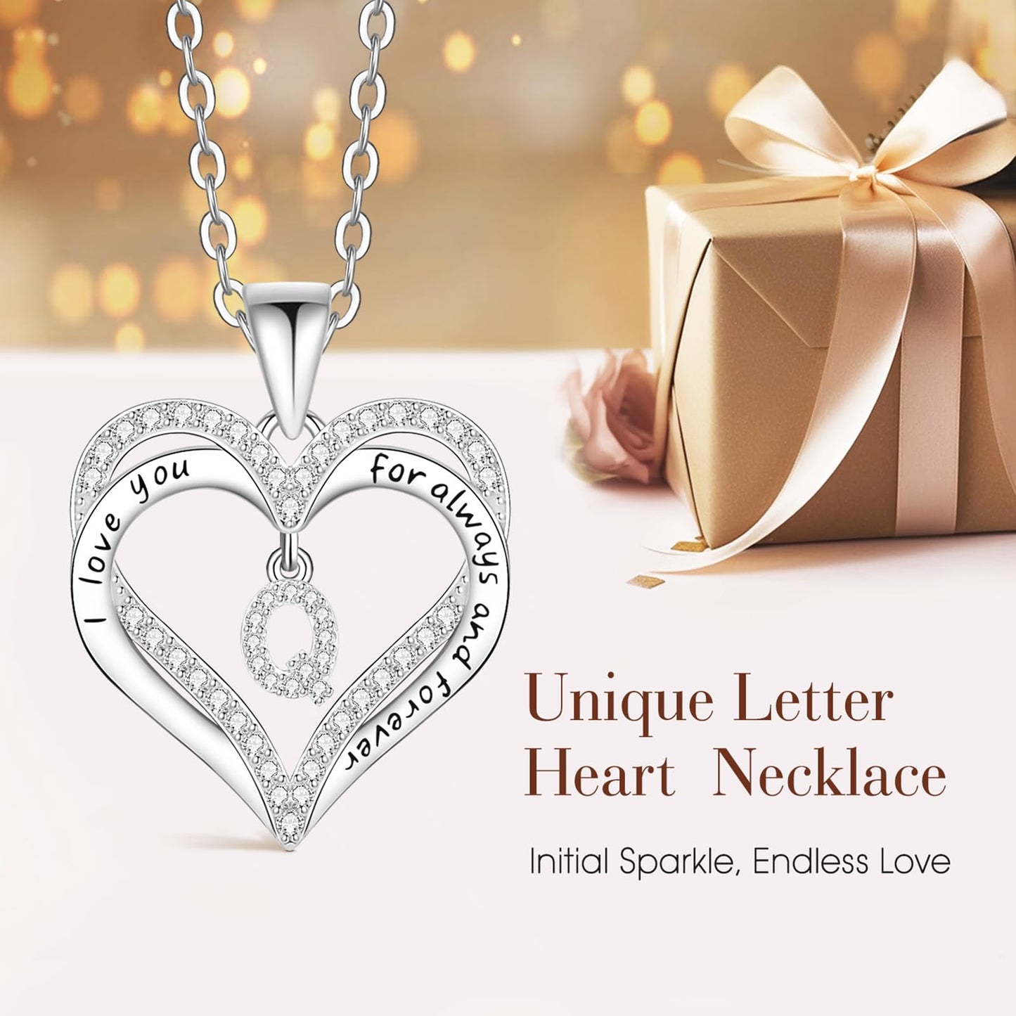 Lomantise Heart Initial Necklace Gift for Women, 925 Sterling Silver Initial Letter Pendant Necklace Christmas Anniversary Birthday Jewelry Gifts for Women Wife Girlfriend Her Mom