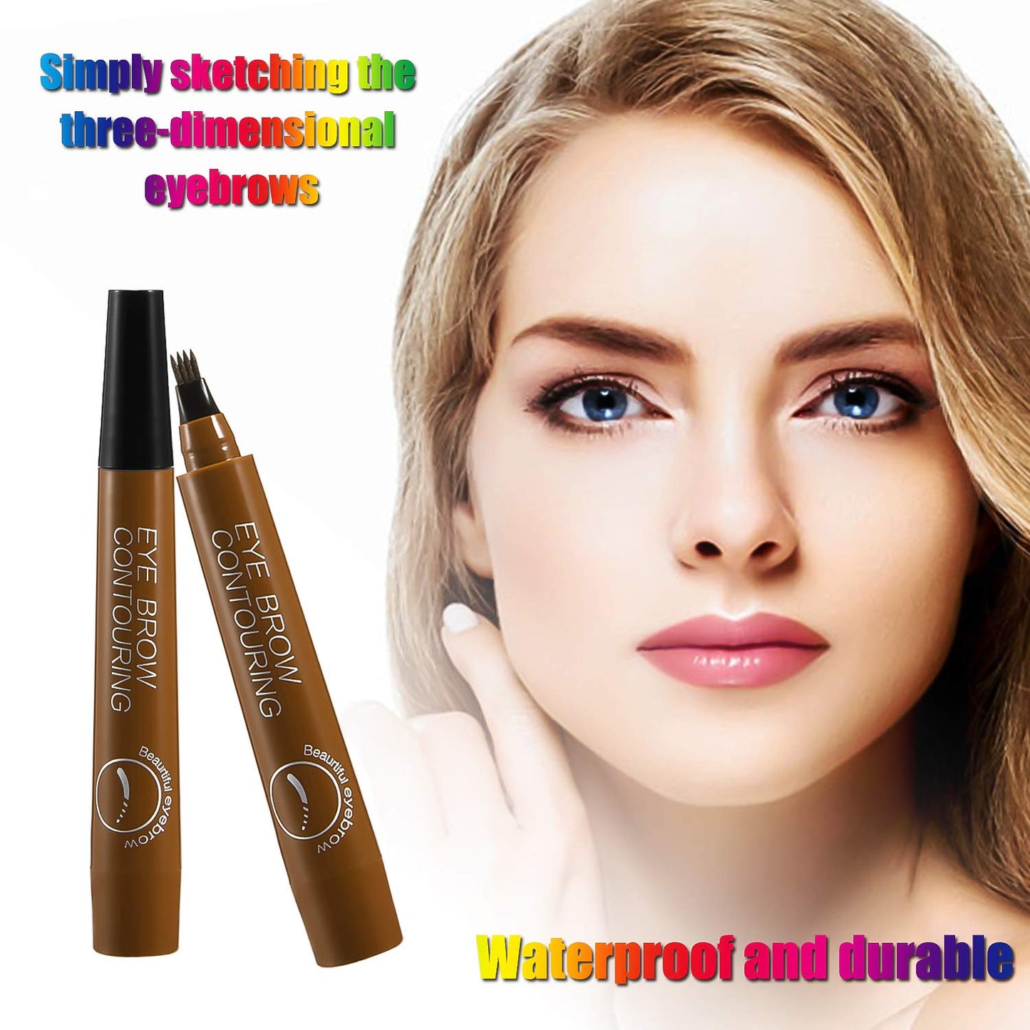Apooliy Liquid Eyebrow Pen, Waterproof Microblading Eyebrow Pencil with a Micro-Fork Tip Applicator, Creates Natural Looking Bro