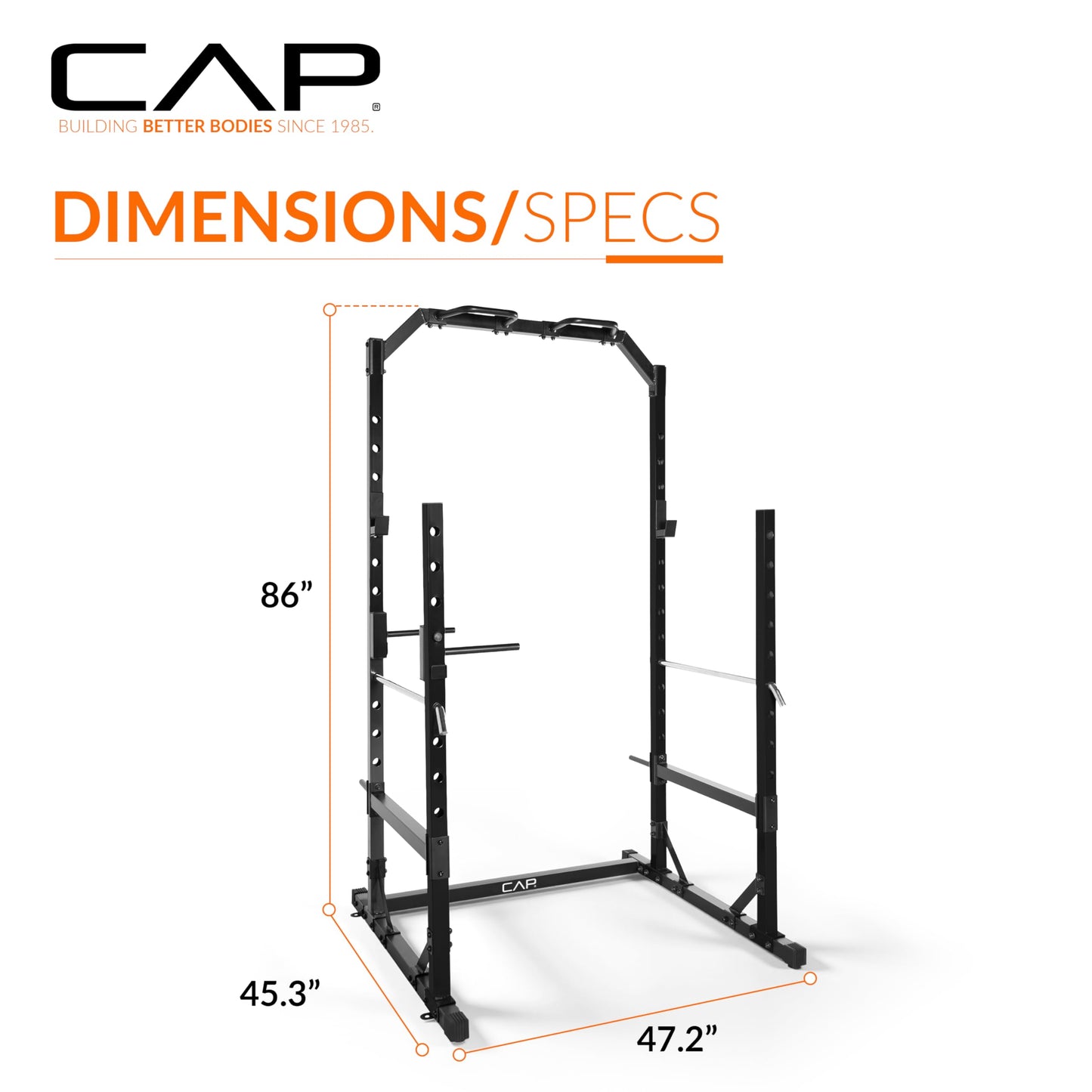 CAP Barbell Multi-Use Power Rack – Heavy-Duty Power Cage with Pull-Up Bar, Dip Handles, and J-Cup Catches – Strength Training Gym Rack for Home or Garage Gym | Black