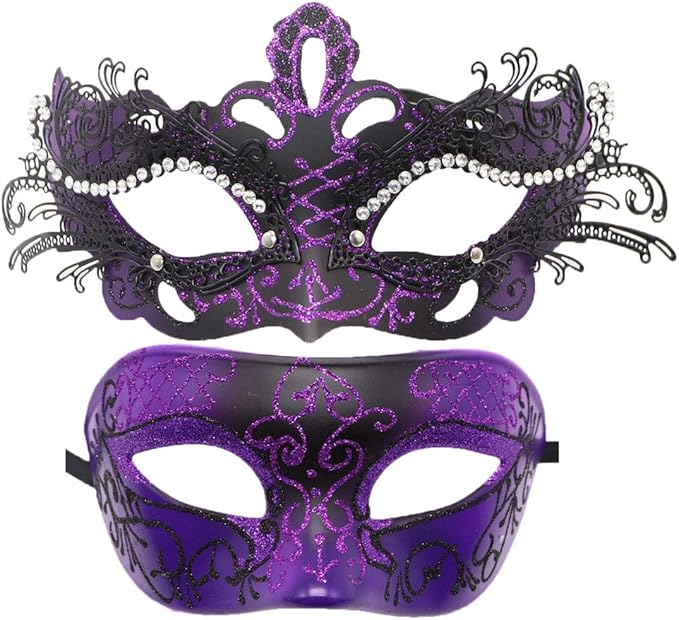 Coolwife Couples Masquerade Masks Metal Venetian Mardi Gras Party Evening Prom Costume Mask