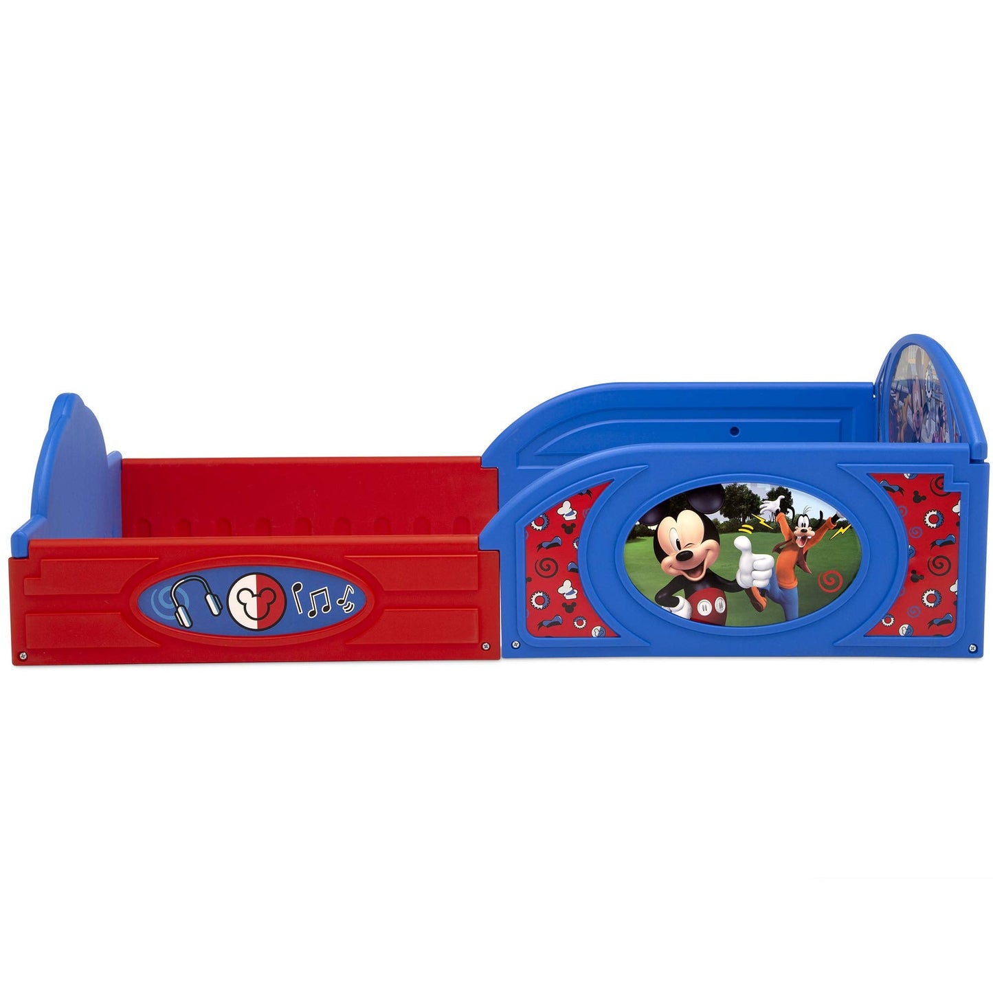 Delta Children Disney Mickey Mouse Plastic Sleep and Play Toddler Bed with Attached Guardrails
