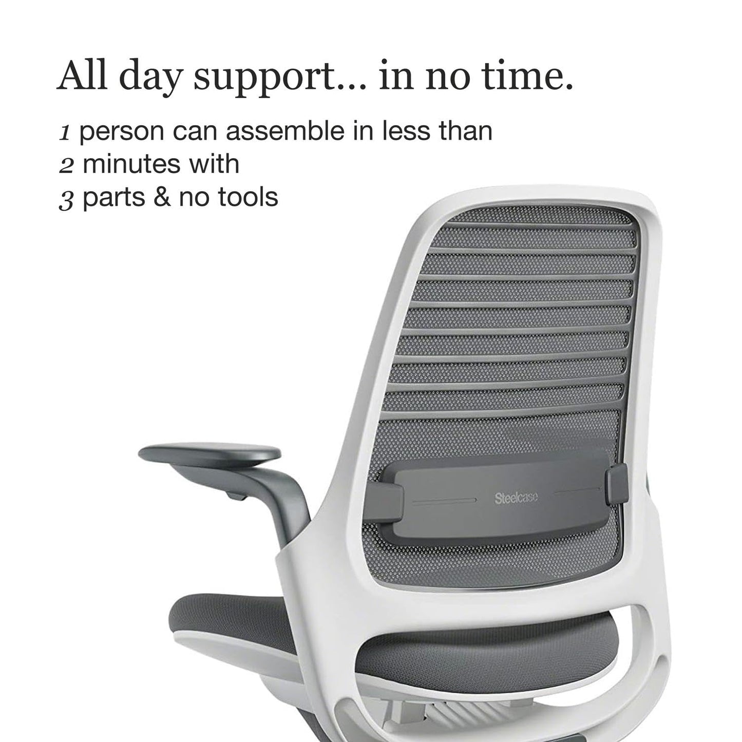 Steelcase Series 1 Office Chair - Ergonomic Work Chair with Wheels for Carpet - Helps Support Productivity - Weight-Activated Controls, Back Supports & Arm Support - Easy Assembly - Graphite, Light