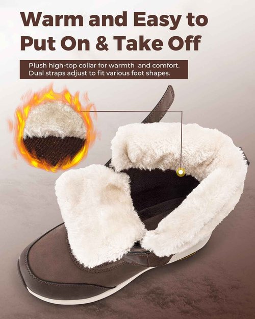 FitVille Wide Mens Snow Boots Fur Lining Extra Wide Winter Boots for Men Non-slip Warm Shoes for Outdoor Hiking