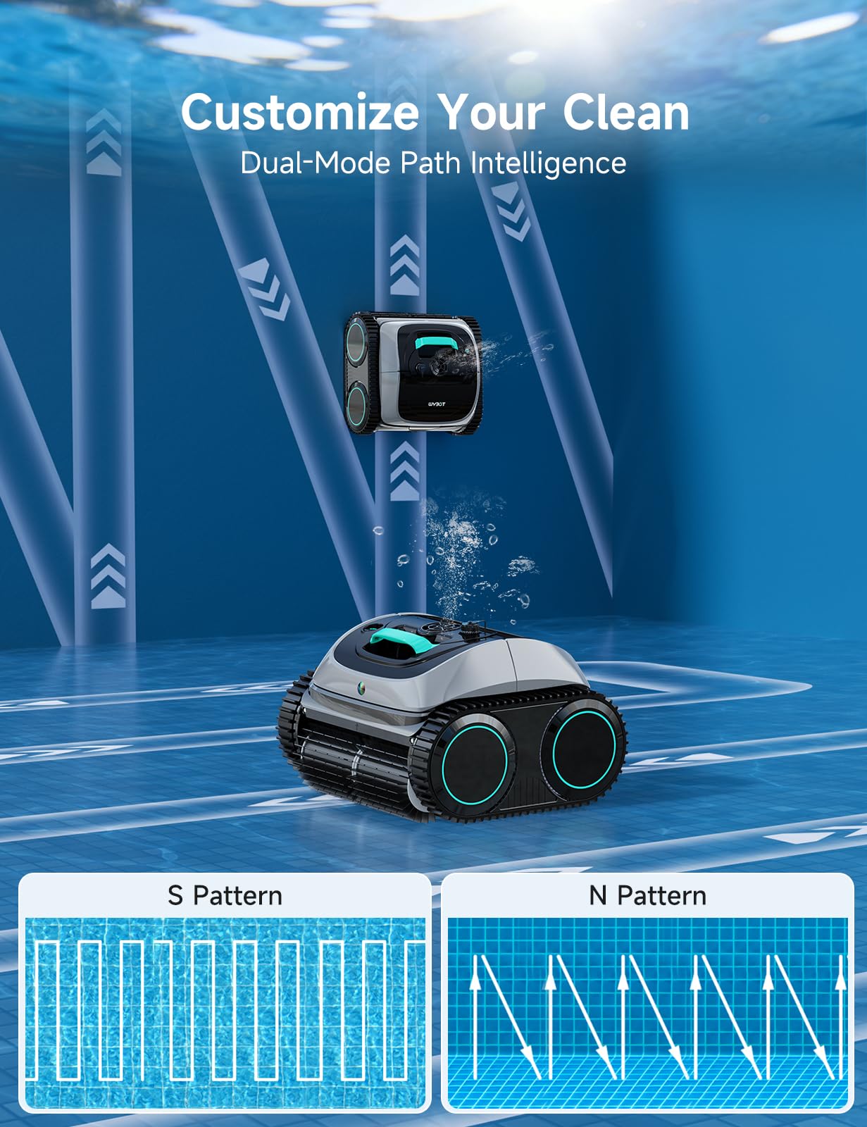 (2026 Upgrade) WYBOT C1 Cordless Robotic Pool Cleaner, 4-in-1 Pool Vacuum for Inground Pools & Above Ground Pool Up to 150 Mins Runtime, Power Suction with Smart Navigation & APP Control, Lake Green