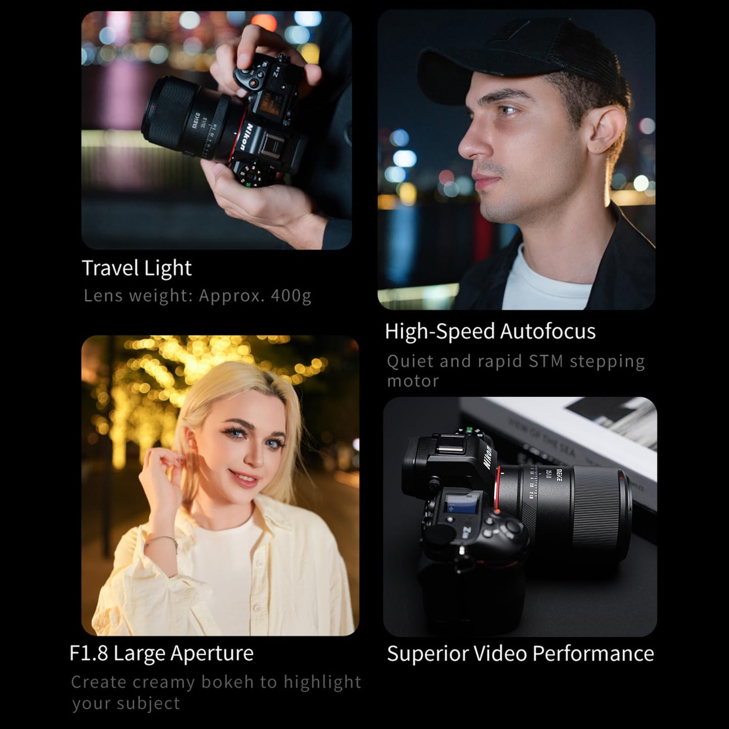 Meike 35mm F1.8 Pro Wide Angle Auto Focus STM Full Frame High Resolution 8K Portrait Prime Lens Compatible with Nikon Z Mount Cameras Z50 Z50II Z5 Z6 Z7 Z6II Z7II Z6III Z9 Z30 Z8 Zf Zfc