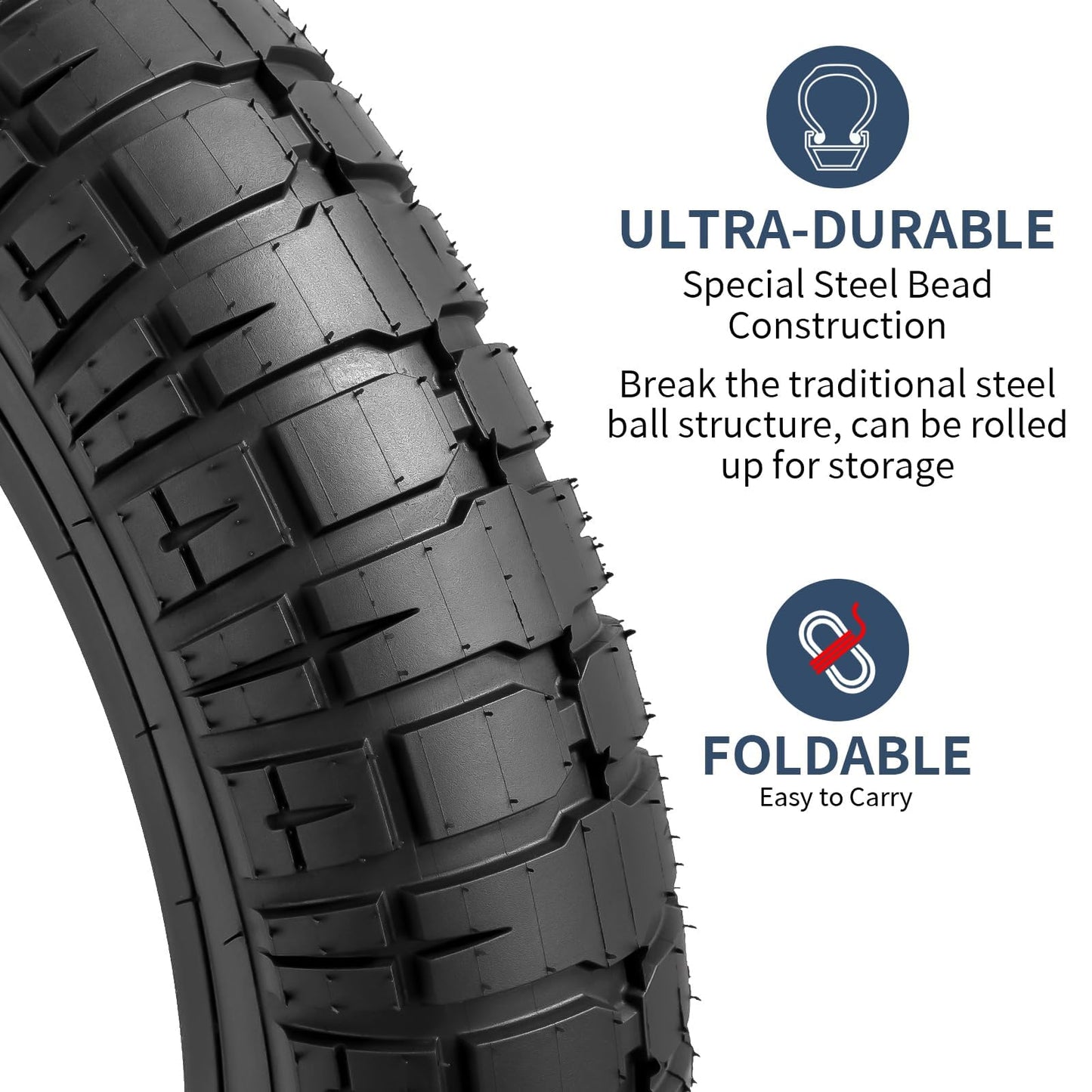 YUNSCM 2-PCS 20" Heavy Duty Fat E-Bike Tires 20 x 4.5/114-406 Compatible with 20x4.5 20X4.5 All-Terrain E-Bike Bicycle Tires (Y-531)