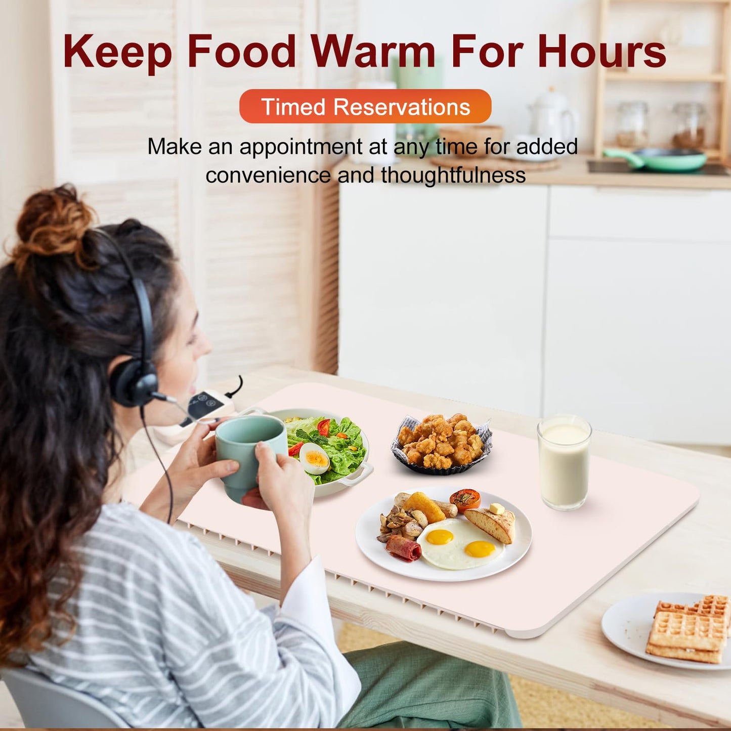 Electric Warming Tray - Full Surface Heating,Rollable & Portable,Premium Silicone Nano-Material,6 Temperature Settings,Auto Shut-Off -Versatile Food Warmer for Gatherings,Parties,Everyday Use