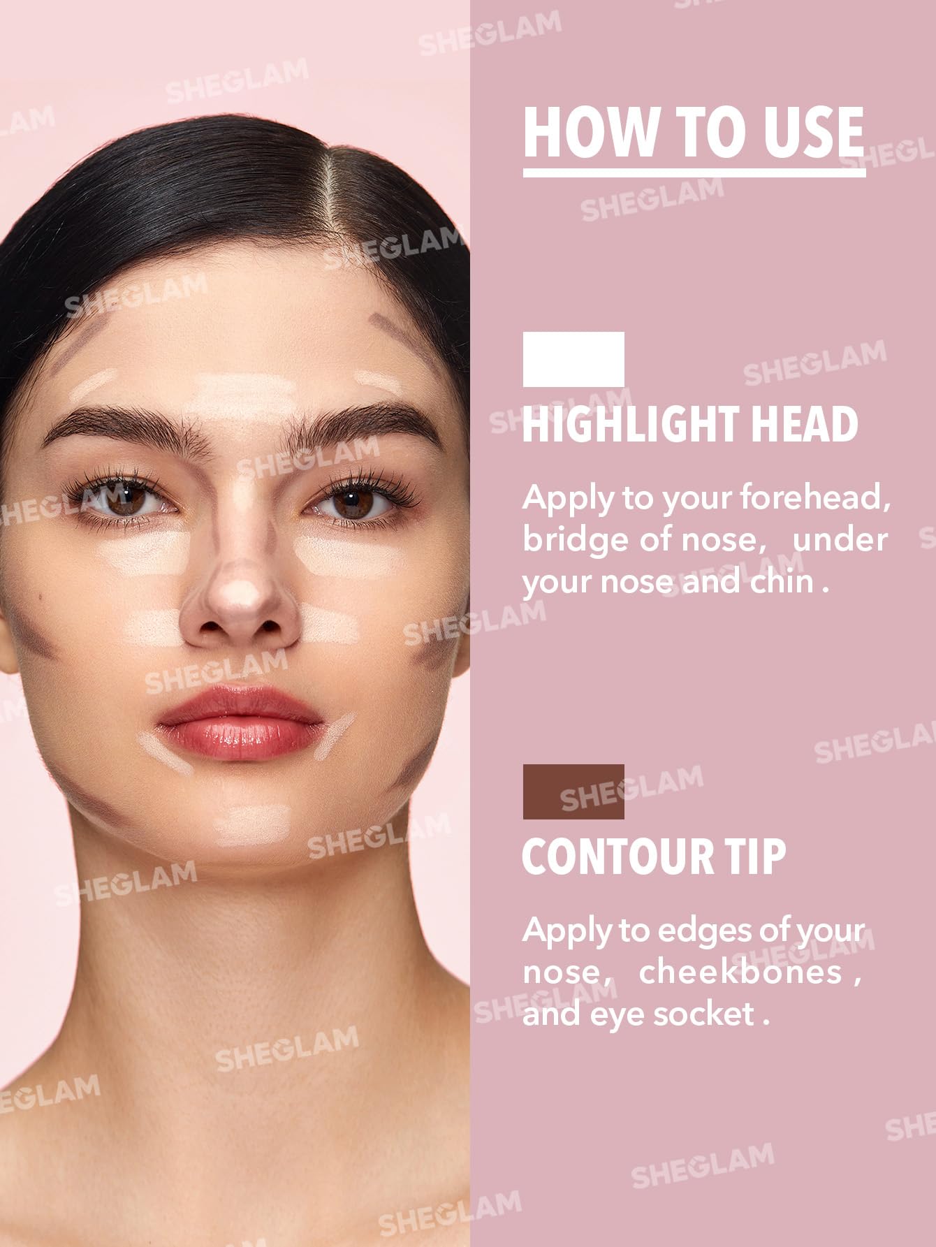 SHEGLAM Fine Line 2-In-1 Nose Contour & Highlight Pen Long Lasting Waterproof Cream Bronzer & Highlight Sticks-Cigar