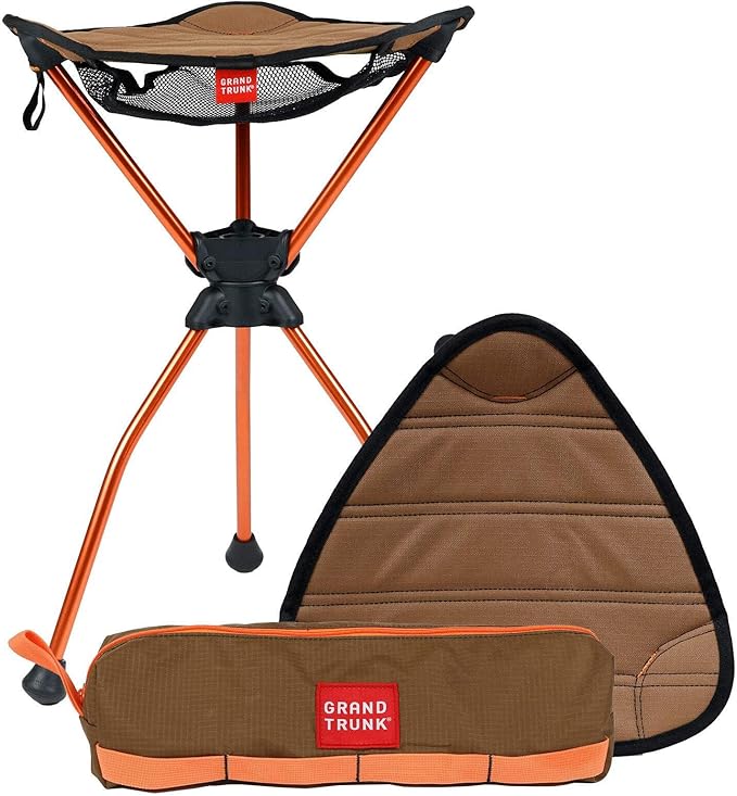 GRAND TRUNK Compass 360 XT Extra Tall Swivel Stool - Compact 260lb Capacity Portable Outdoor Seat for Camping & Travel (Br...