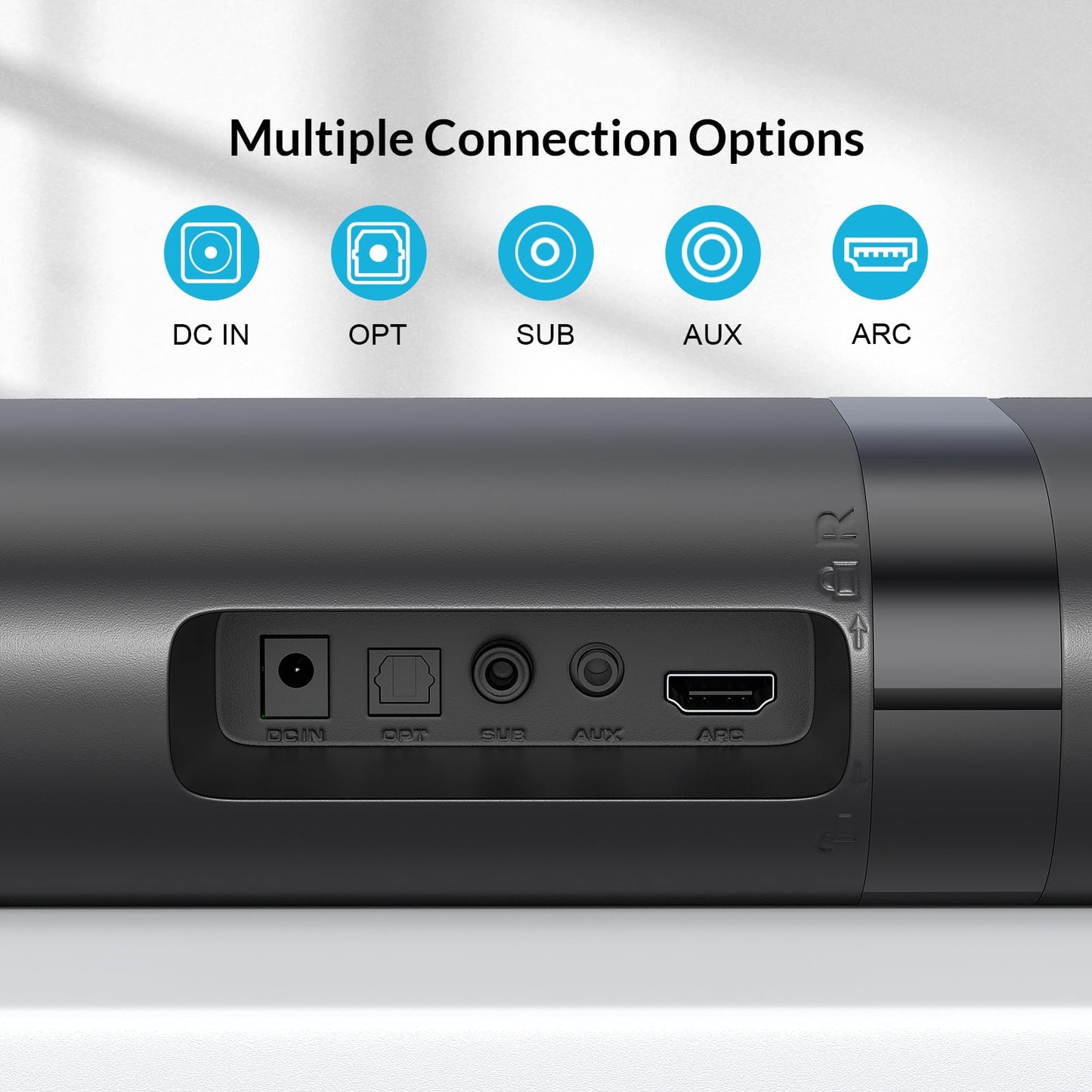 Assistrust Sound Bar with Subwoofer, 110W Sound Bar for Smart TV with Adjustable Deep Bass & Volume Boost & 3 EQ Modes, Bluetooth/ARC/Opt/AUX, Detachable Soundbar for TV/PC/Gaming/Projector