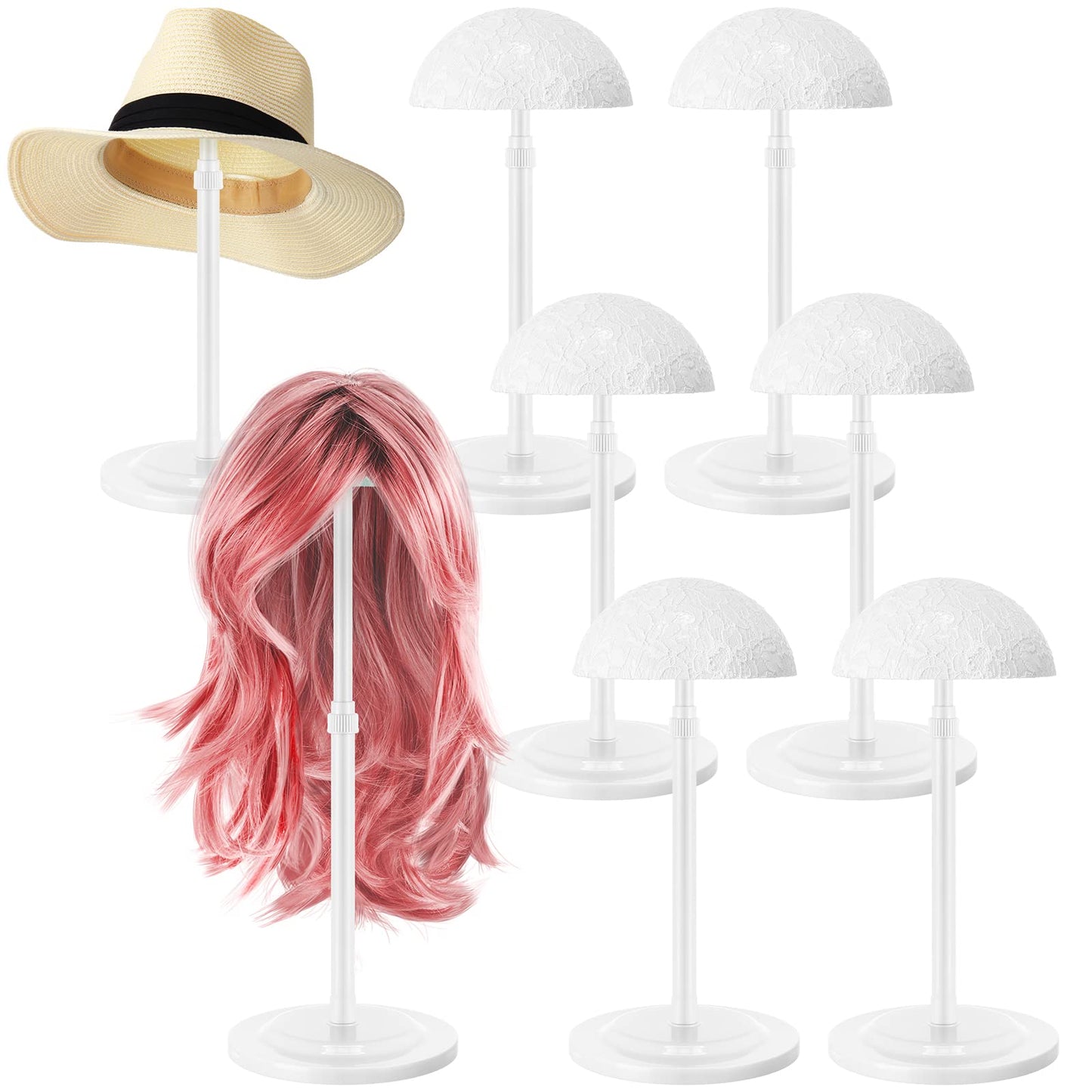 Tatuo 6 Pcs 9.8 -17.7 Adjustable Height Wig Holder, Non-Slip Stand Portable Head Holder Sturdy Travel Storage for Multiple Wigs