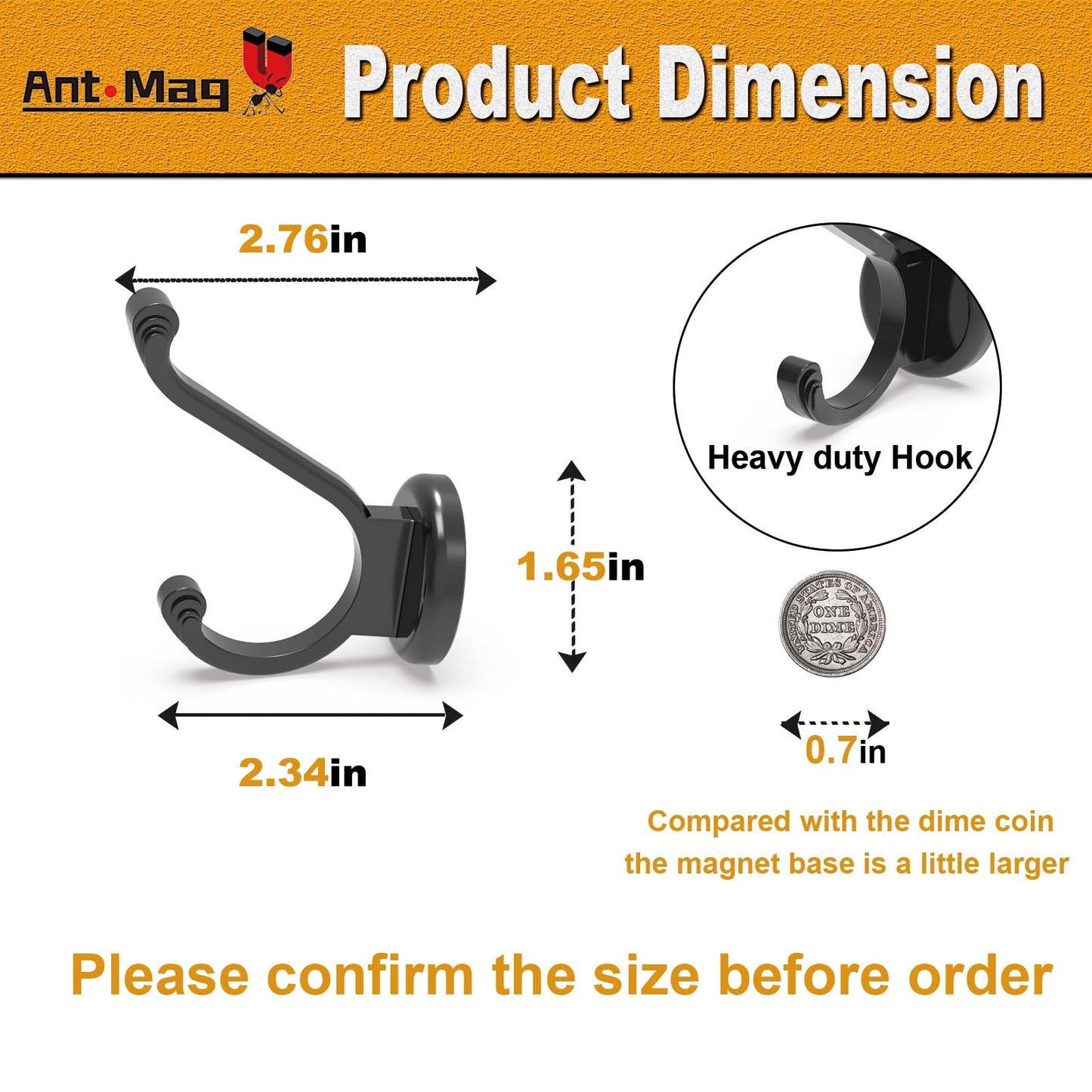 Ant Mag Magnetic Hooks Heavy Duty 140lbs Neodymium Magnet Wall Hooks for Hanging Coats Robes Backpacks Bags Hats Keys Mugs Cups Towels