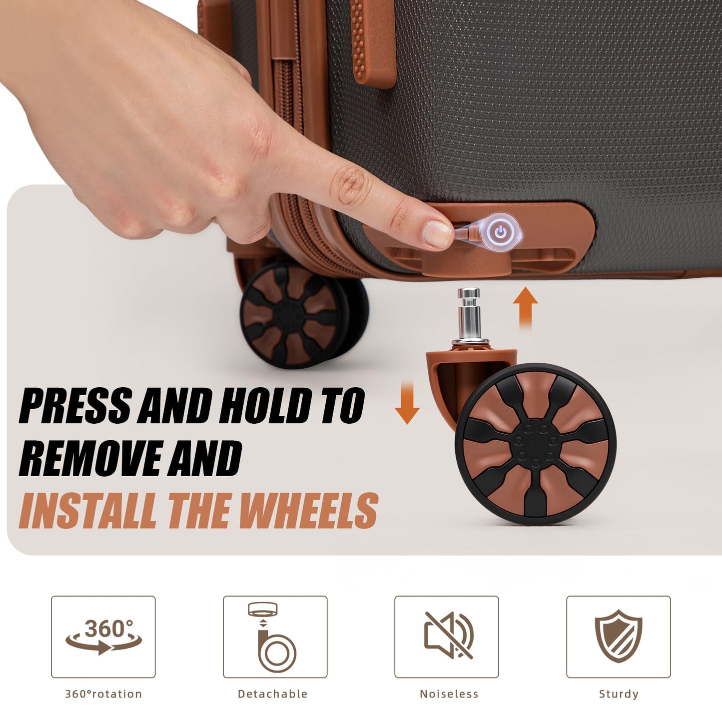 Cobens Expandable Luggage Sets 5 Piece with Detachable Spinner Wheels and TSA Lock,ABS Hard Case Suitcases with Wheels,Carry On Luggage Set