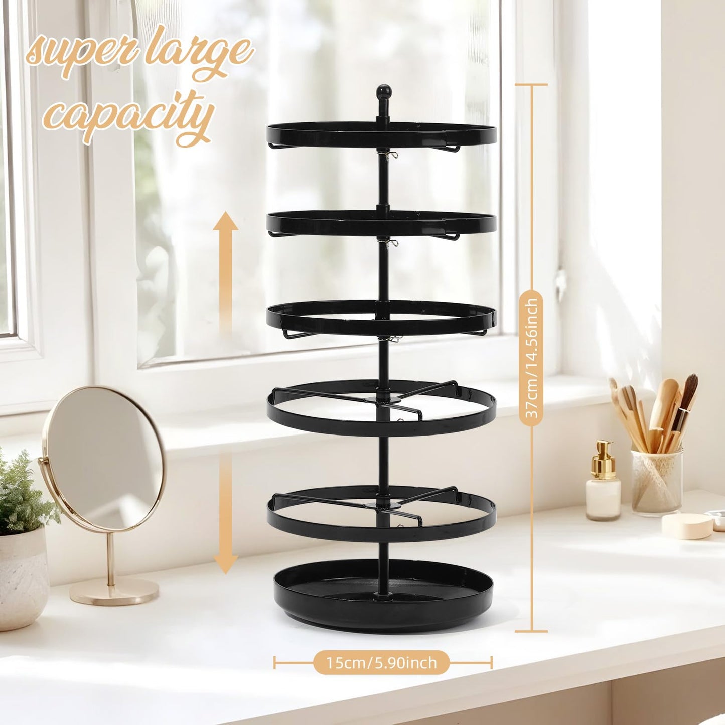 SNOWSTAR Claw Clip Organizer Holder,Vertical 360-Degree Rotating Hair Clip Holder and Storage,Hair Clip Organizer Display Stand