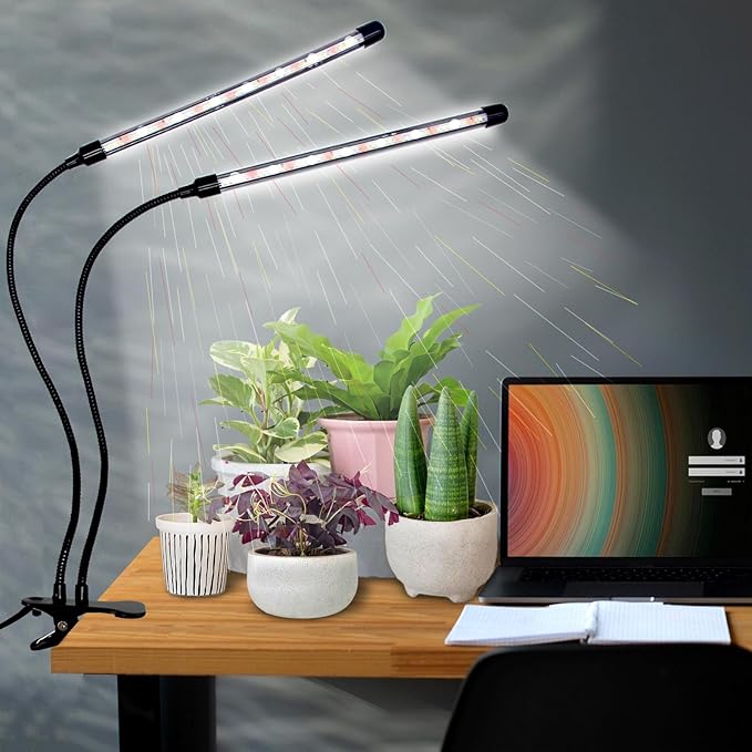 Grow Lights for Indoor Plants - 84 LED Full Spectrum Clip Plant Growing Light (2 Heads Light)