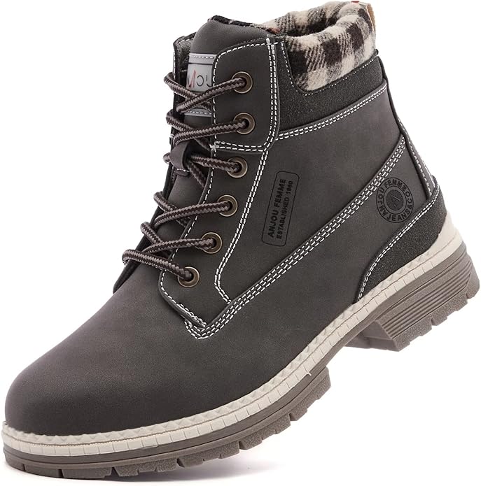 ANJOUFEMME Work Hiking Boots for Women Waterproof - Womens Outdoor Ankle Boots Lightweight Snow Winter Boots for Trekking ...