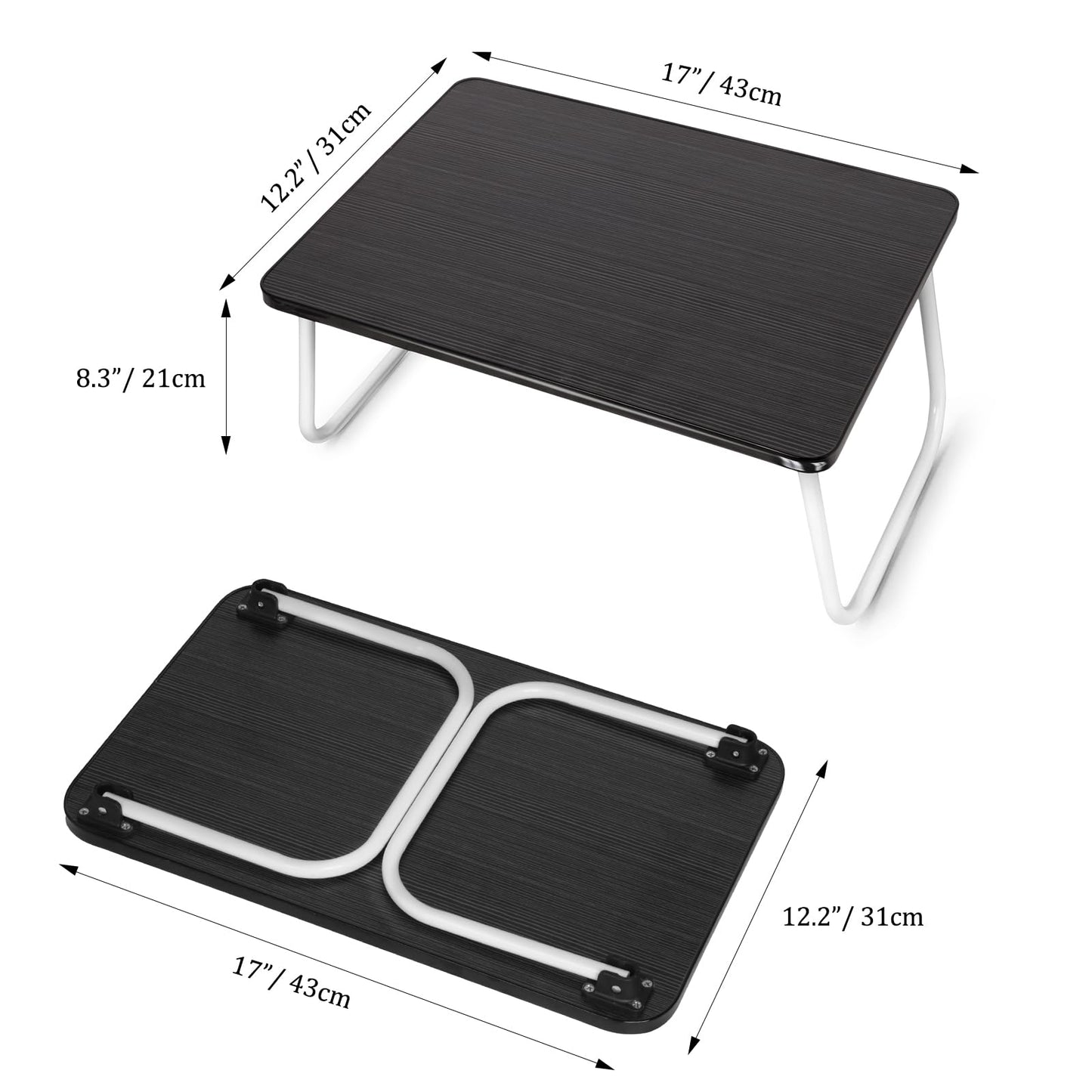 Lap Desks Laptop Tray for Bed or Couch, Breakfast Serving Tray with Folding Legs,Portable & Lightweight Mini Table, Laptop Stand for Working, Reading and Writing,Black