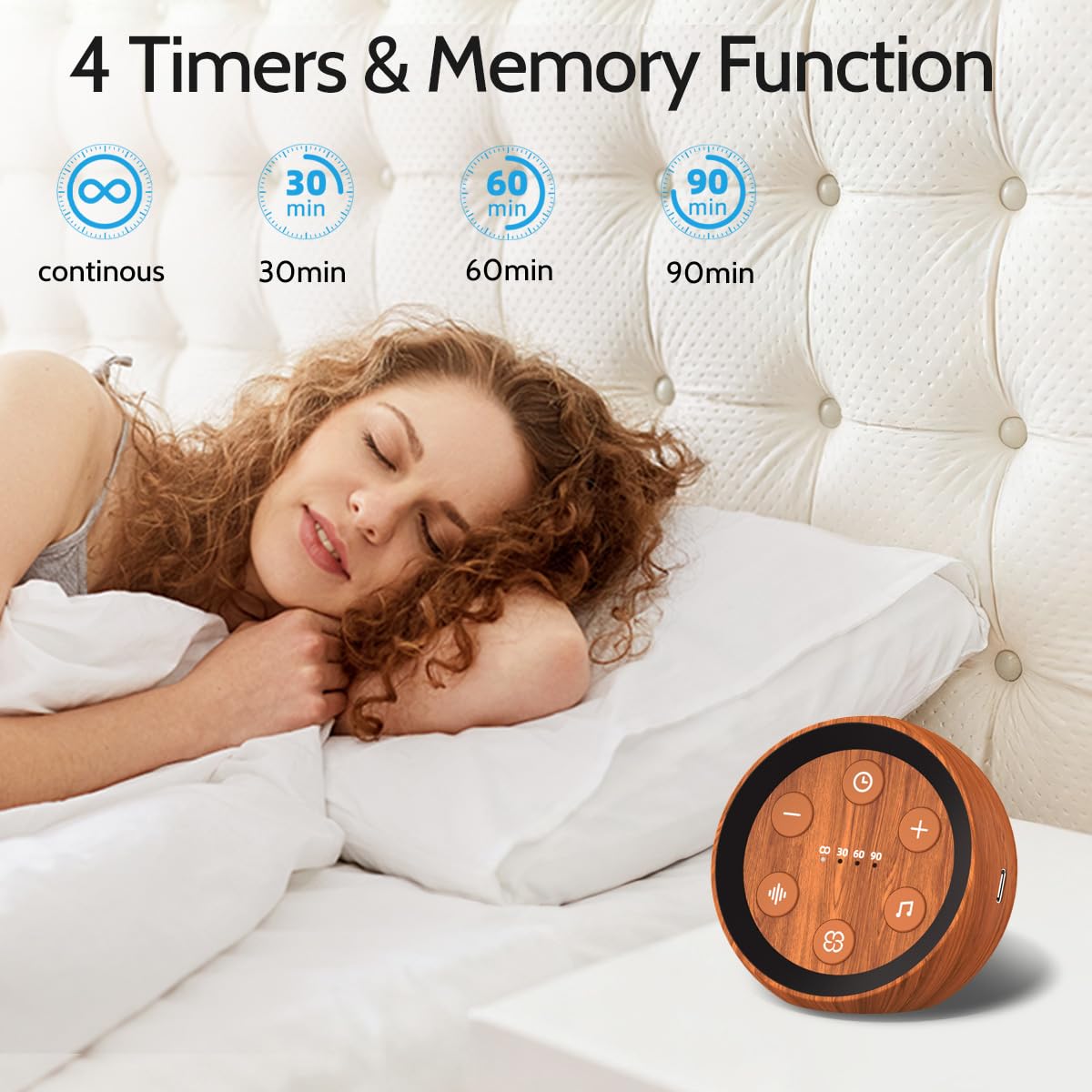 Battery Small Sound Machine White Noise Sleep Machine with 32 Calming Sounds 32 Volume Levels Portable Brown Noise Machine for Baby Kid Adult with 4 Timer for Travel Office Privacy