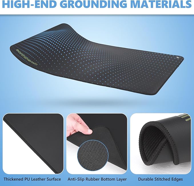 earthzhenxin Grounding Mat for Feet, Grounding Mat Improve Sleep, Relieve Pain, Conductive Mat for Magnetic Therapy, Earth Connected Pad for Home, Office and Work 1 Pack(Black 16"x24")